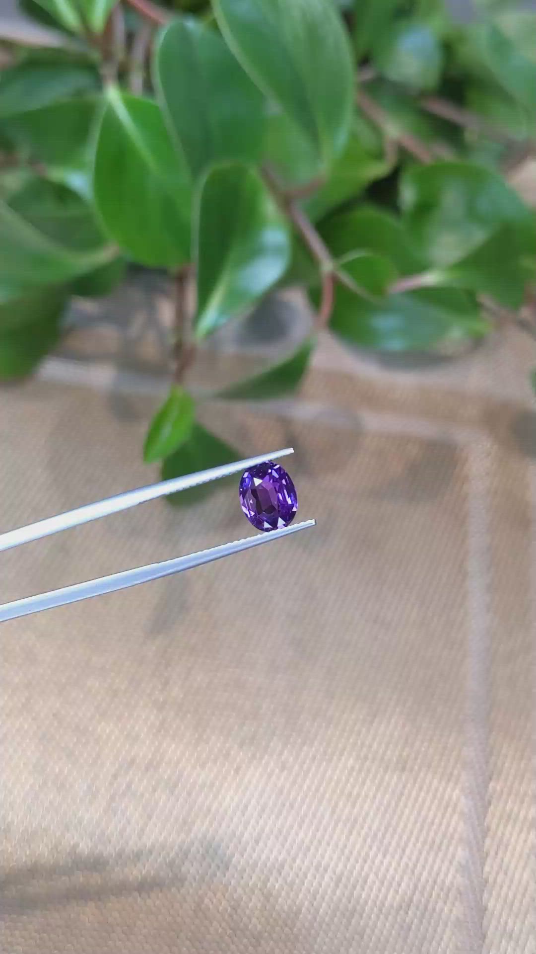 2.12 Ct. Purple Sapphire from Ceylon (Sri Lanka) Size Video