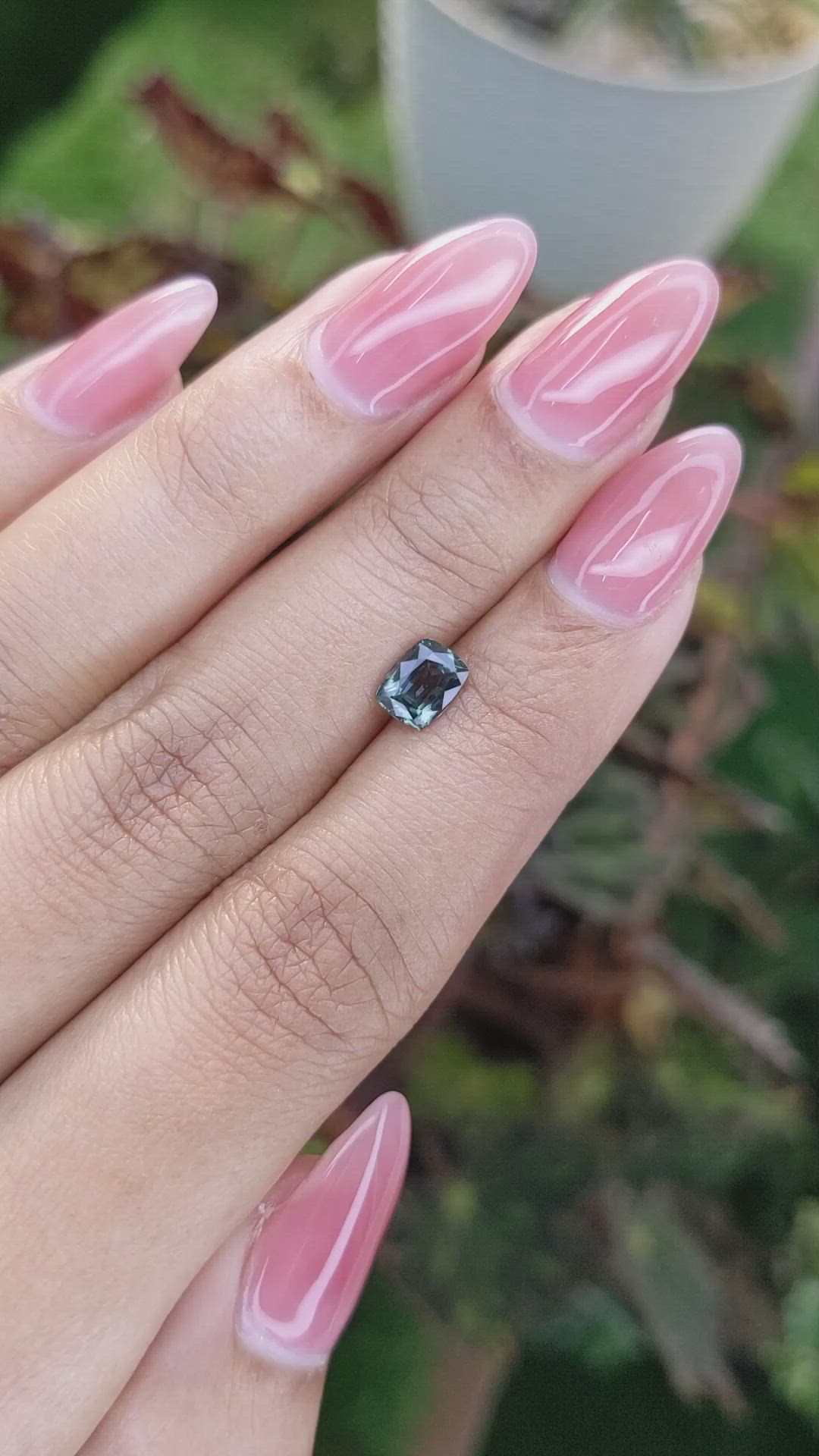 0.98 Ct. Bluish Green Sapphire from Madagascar Size Video