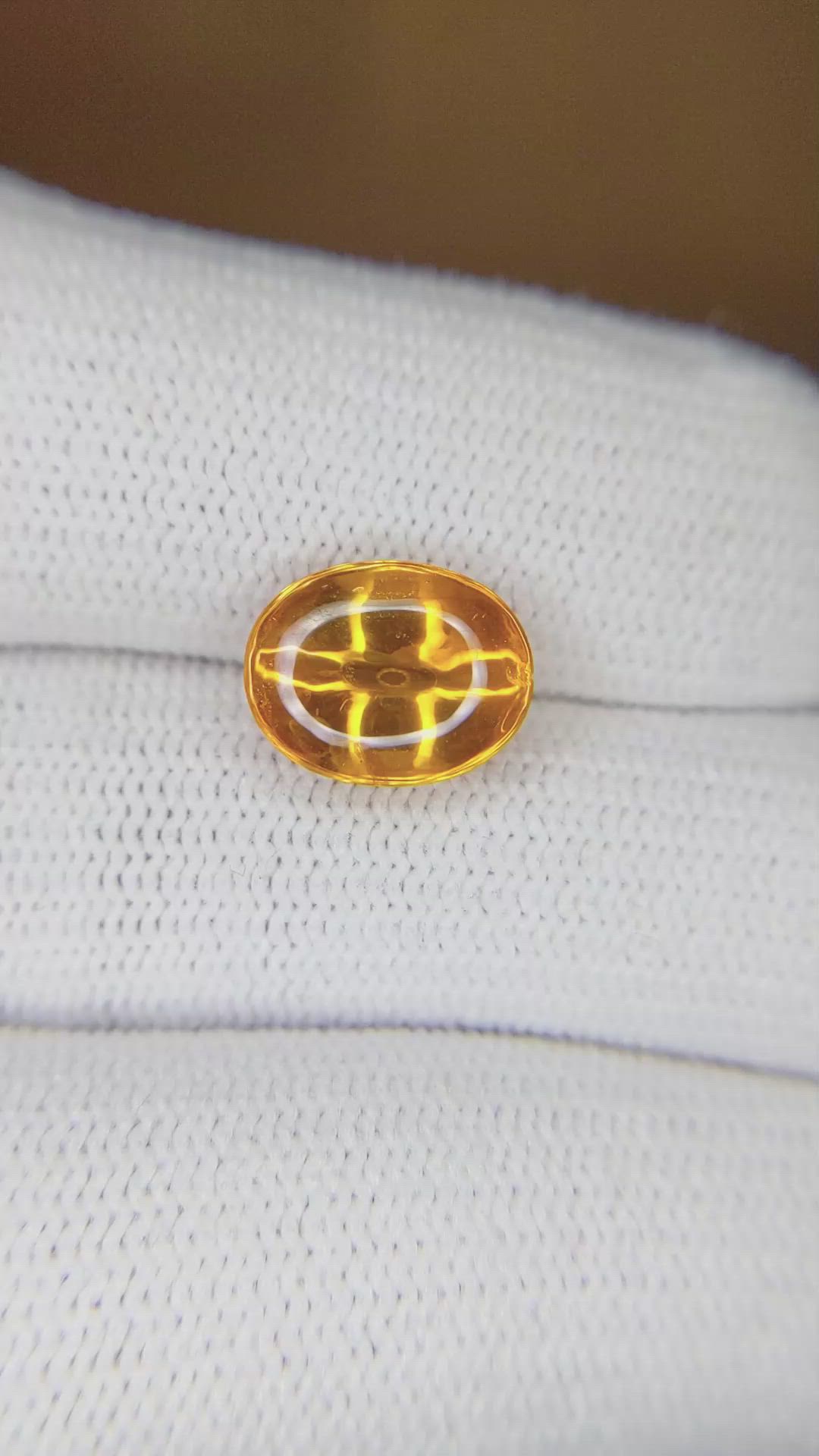 4.17 Ct. Orangish Yellow Cabochon Sapphire from Ceylon (Sri Lanka) Size Video