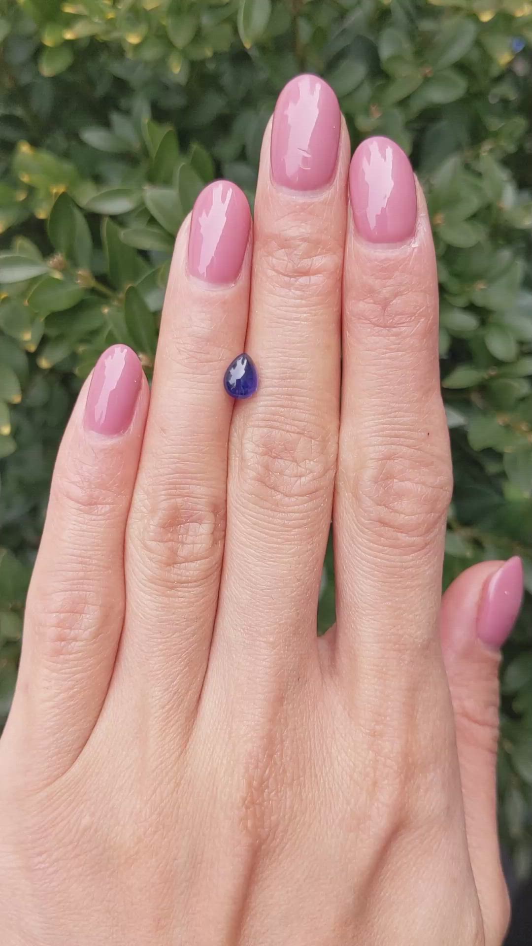 0.94 Ct. Blue Cabochon Sapphire from Ceylon (Sri Lanka) Size Video