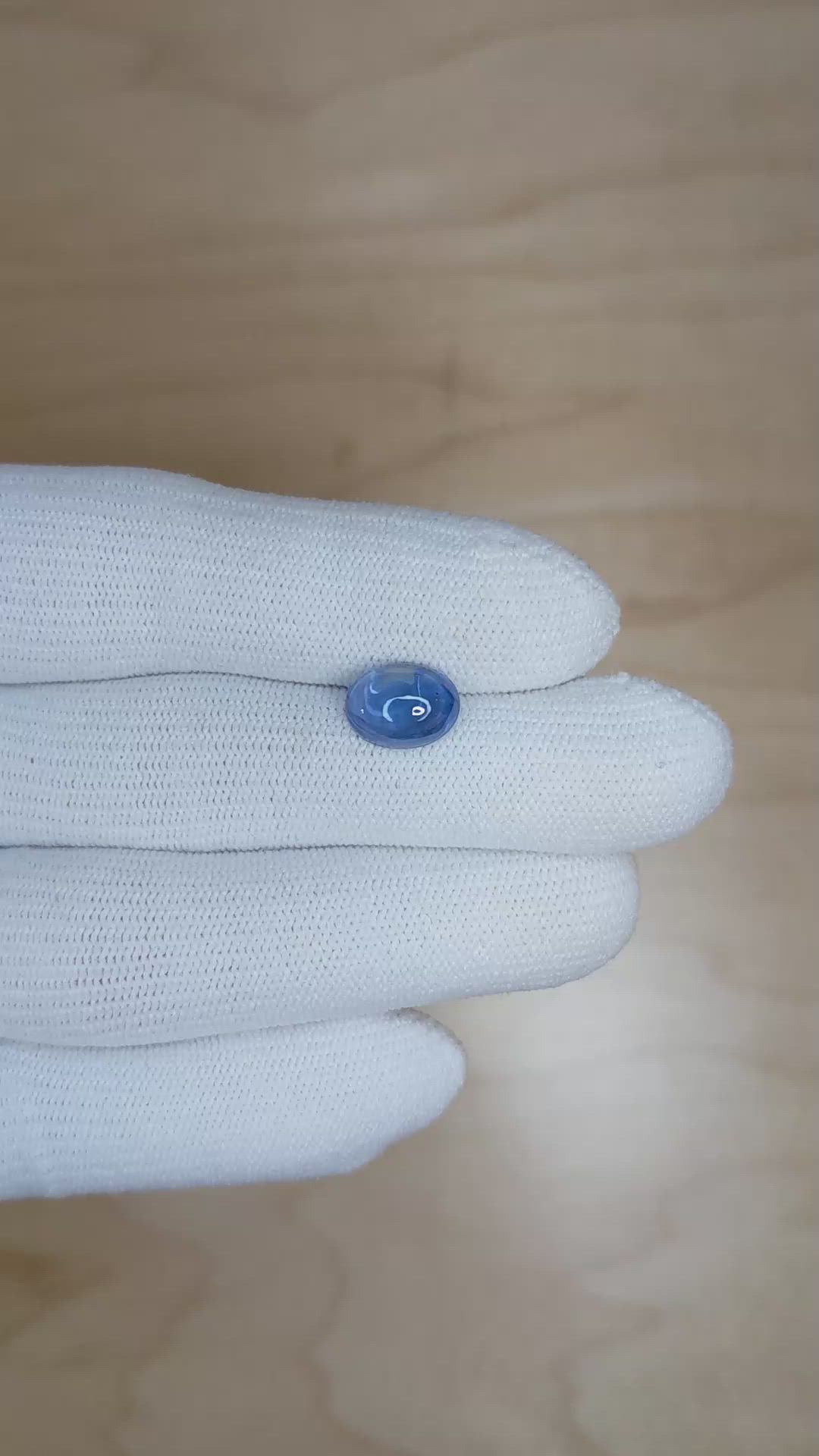 3.28 Ct. Blue Cabochon Sapphire from Ceylon (Sri Lanka) Size Video