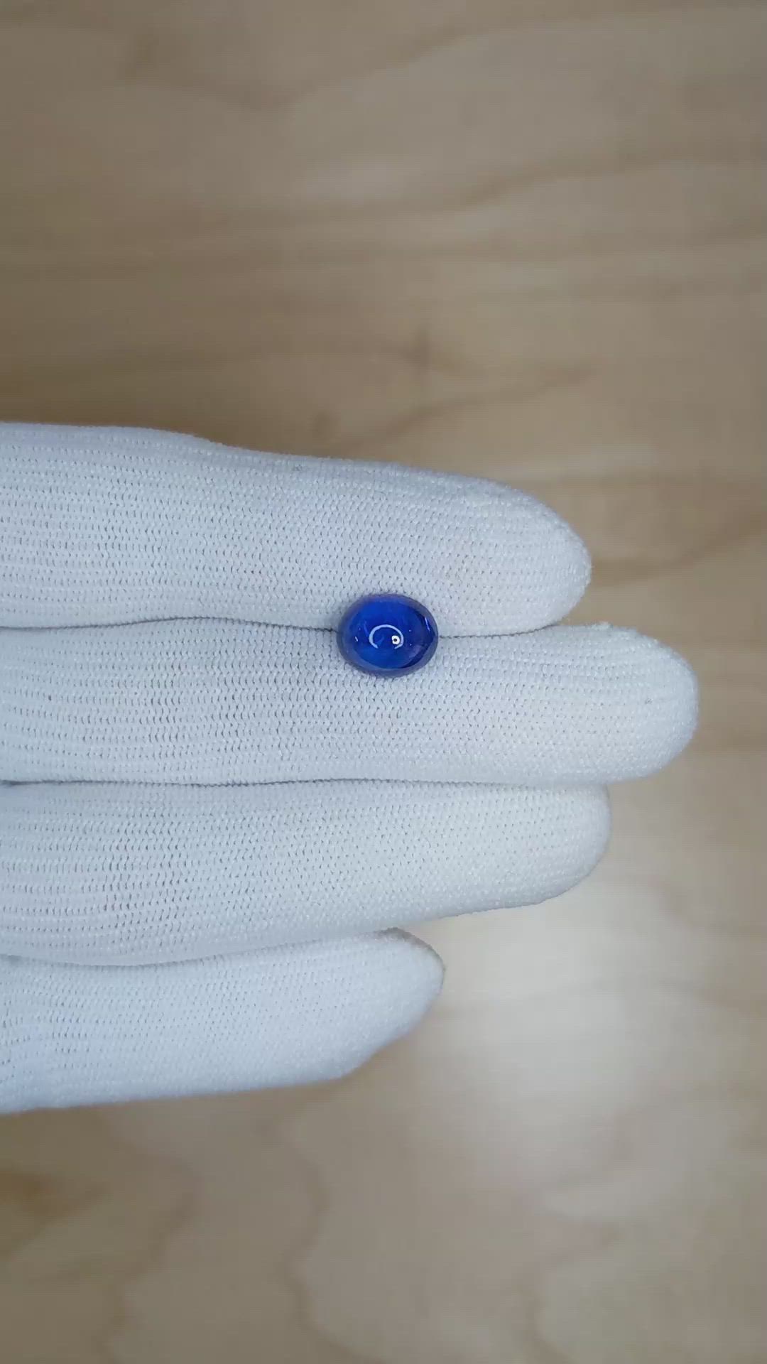 3.54 Ct. Blue Cabochon Sapphire from Ceylon (Sri Lanka) Size Video