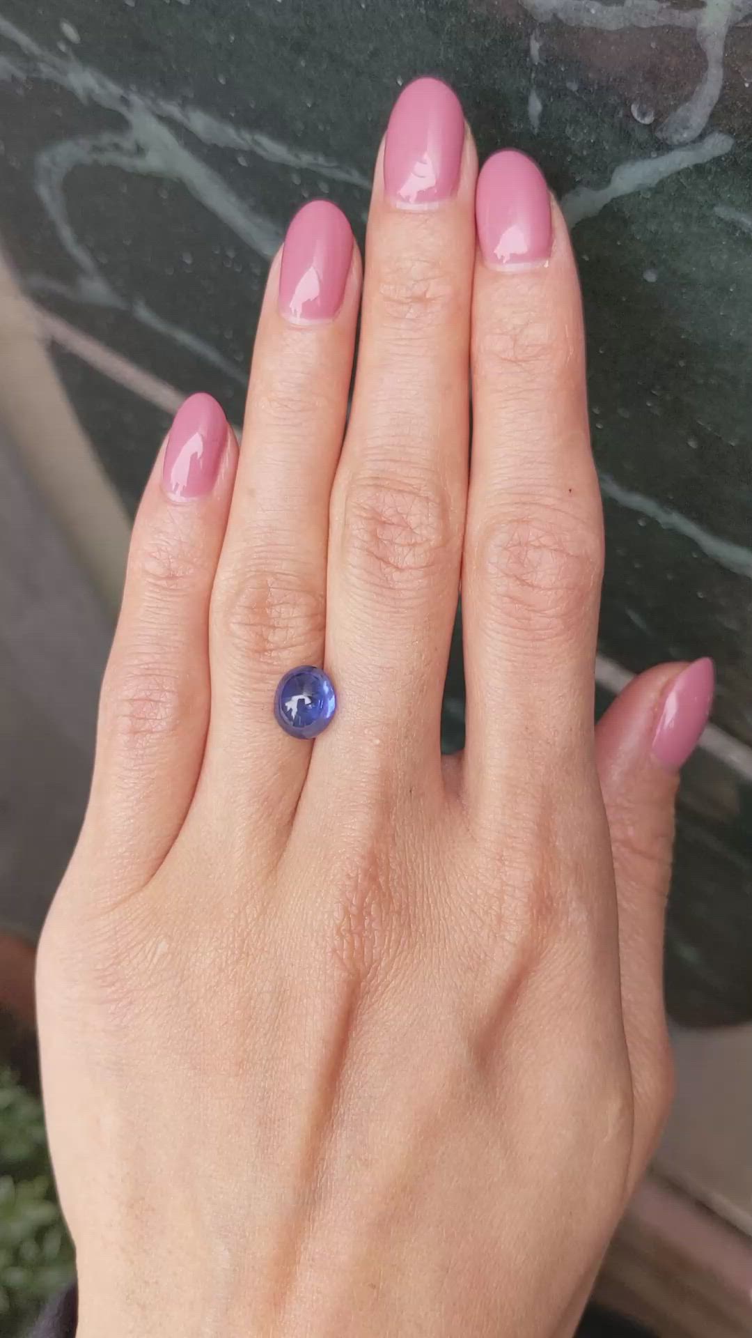 3.54 Ct. Blue Cabochon Sapphire from Ceylon (Sri Lanka) Size Video