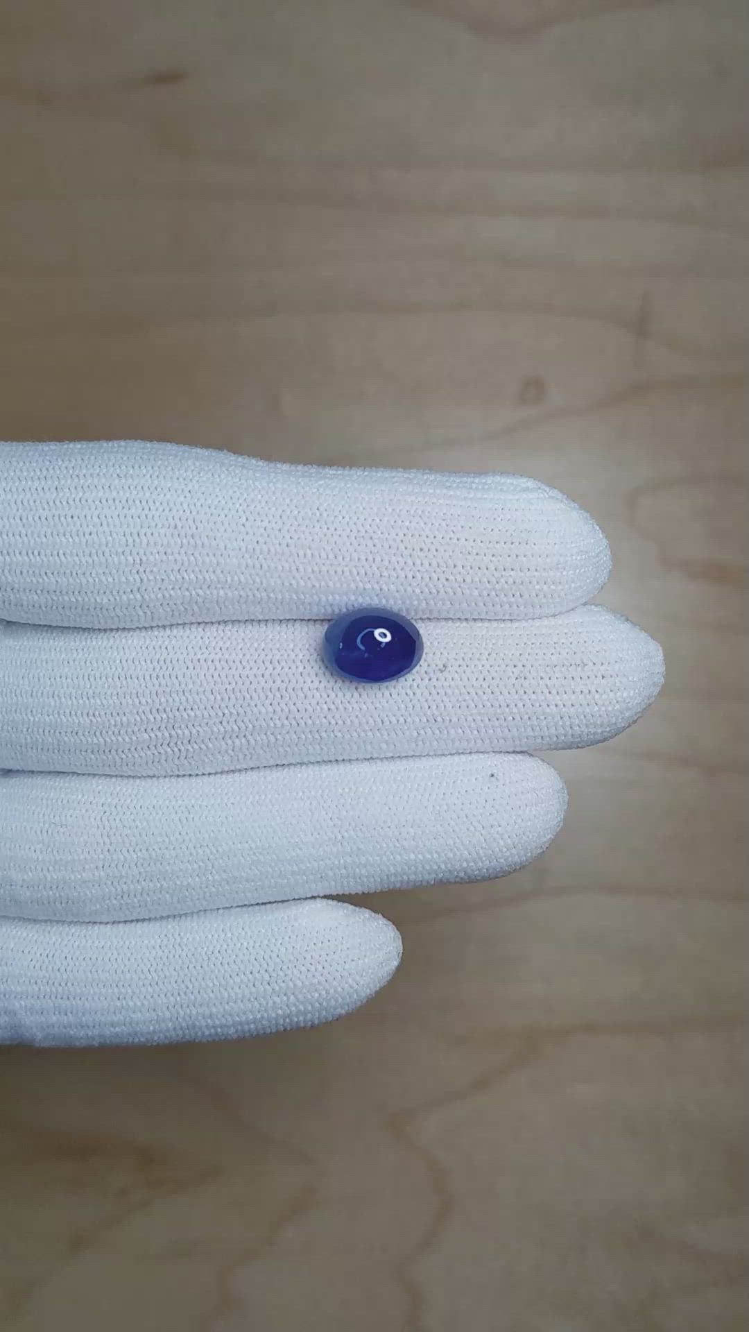 5.41 Ct. Blue Cabochon Sapphire from Ceylon (Sri Lanka) Size Video