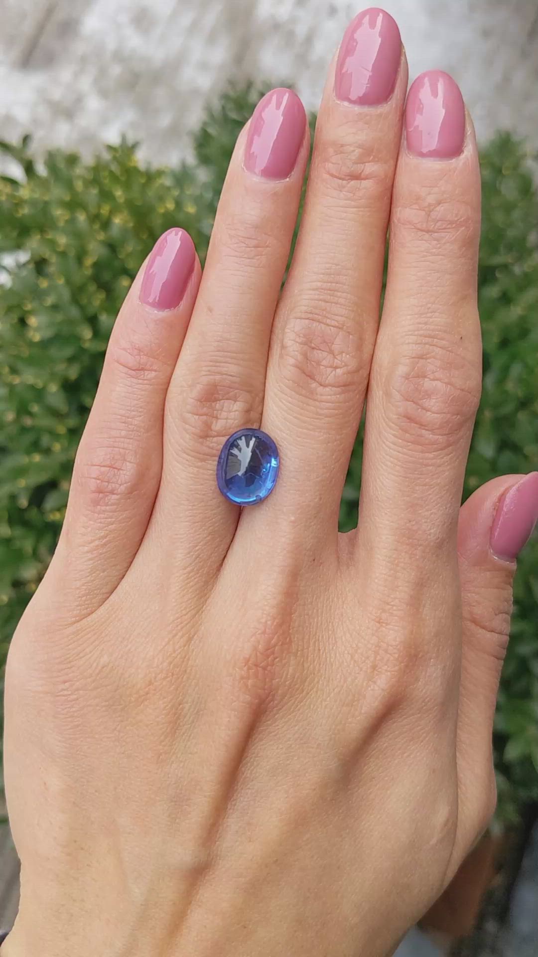 6.79 Ct. Blue Cabochon Sapphire from Ceylon (Sri Lanka) Size Video