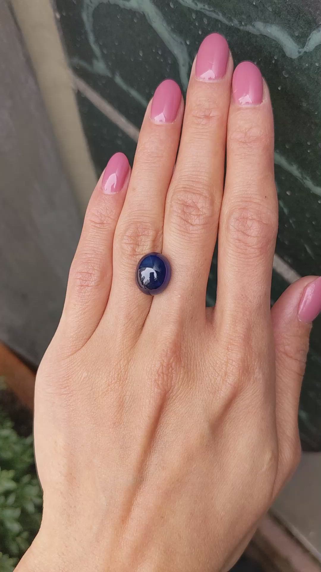 10.97 Ct. Blue Cabochon Sapphire from Ceylon (Sri Lanka) Size Video