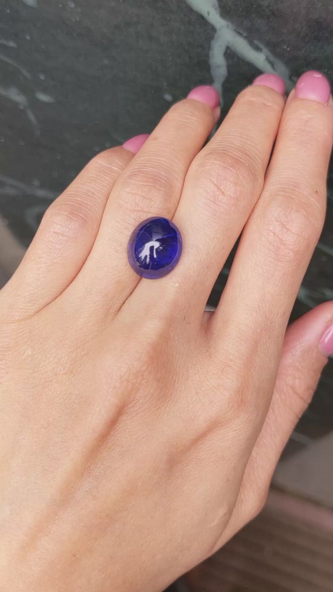 13.38 Ct. Blue Cabochon Sapphire from Madagascar Size Video