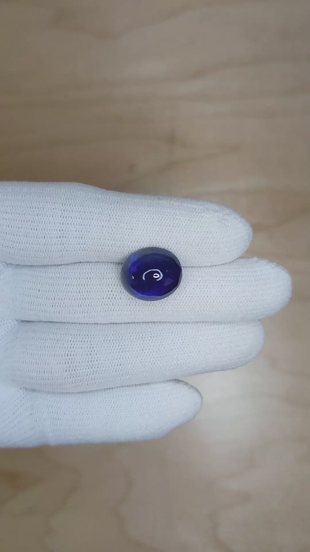 13.38 Ct. Blue Cabochon Sapphire from Madagascar Size Video