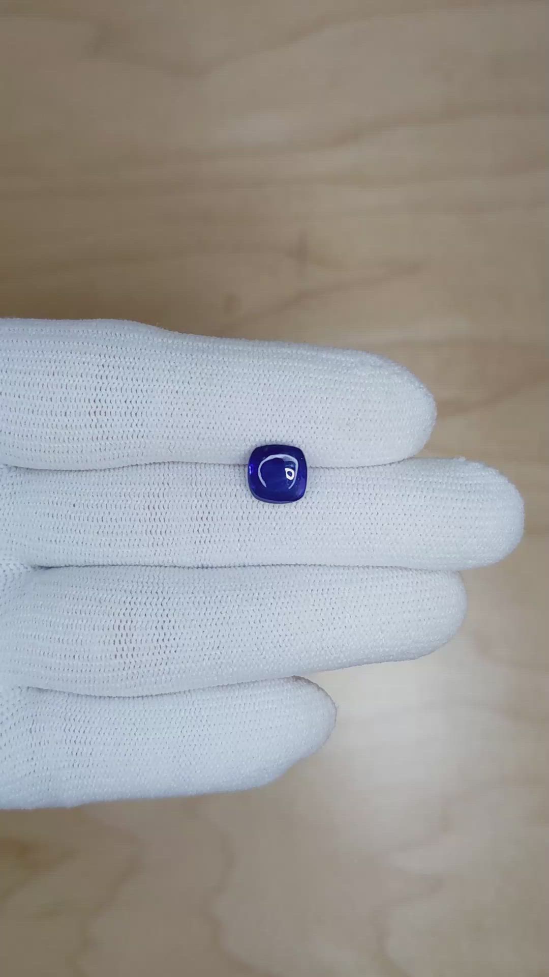 2.73 Ct. Blue Cabochon Sapphire from Ceylon (Sri Lanka) Size Video