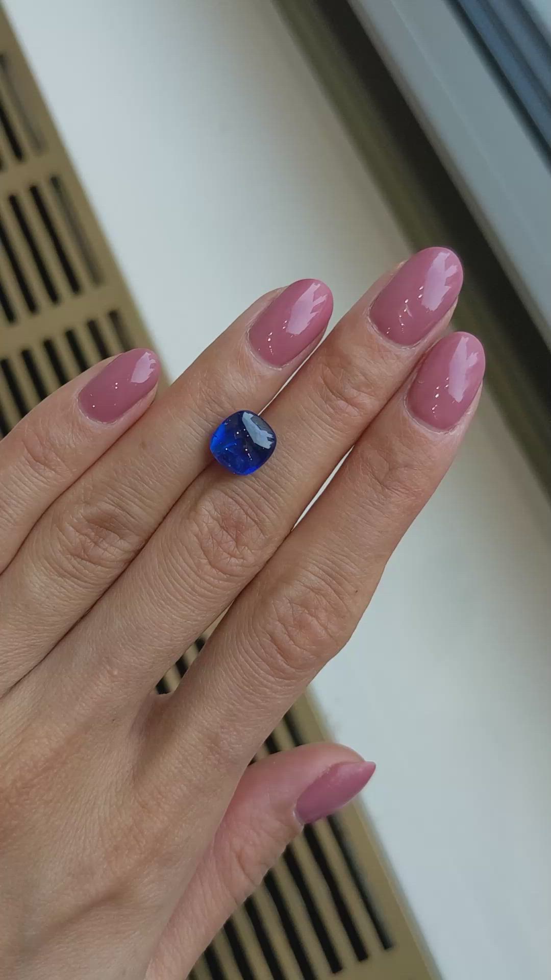 4.48 Ct. Blue Cabochon Sapphire from Ceylon (Sri Lanka) Size Video