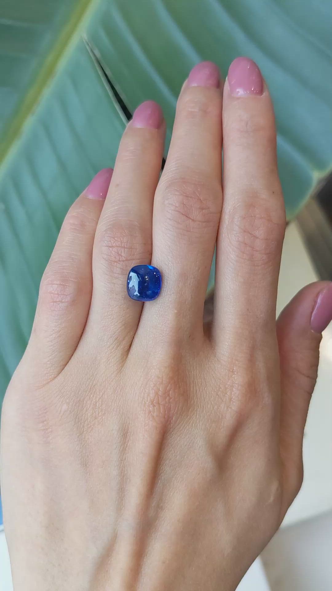 4.48 Ct. Blue Cabochon Sapphire from Ceylon (Sri Lanka) Size Video
