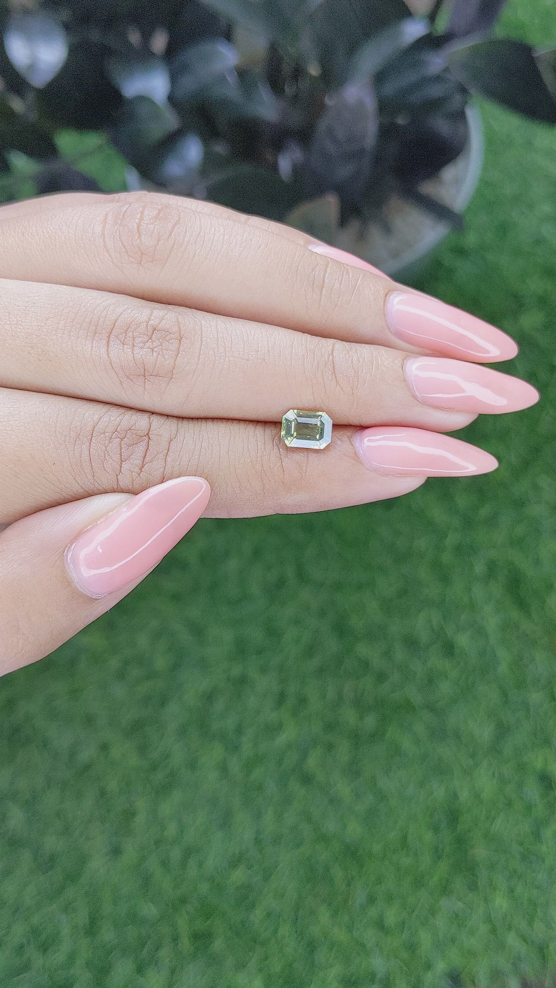 1.32 Ct. Yellowish Green Sapphire from Tanzania Size Video