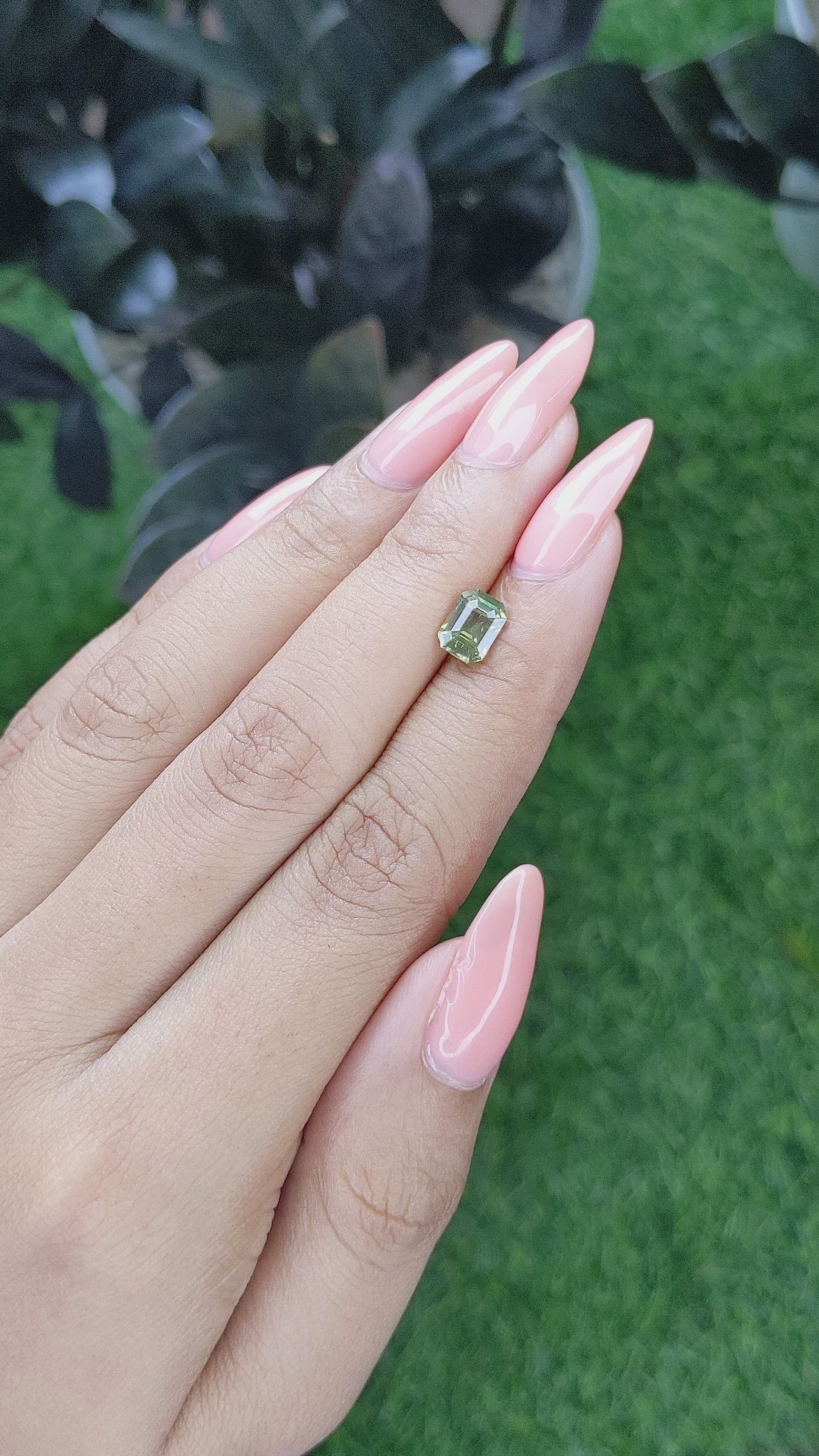 1.32 Ct. Yellowish Green Sapphire from Tanzania Size Video