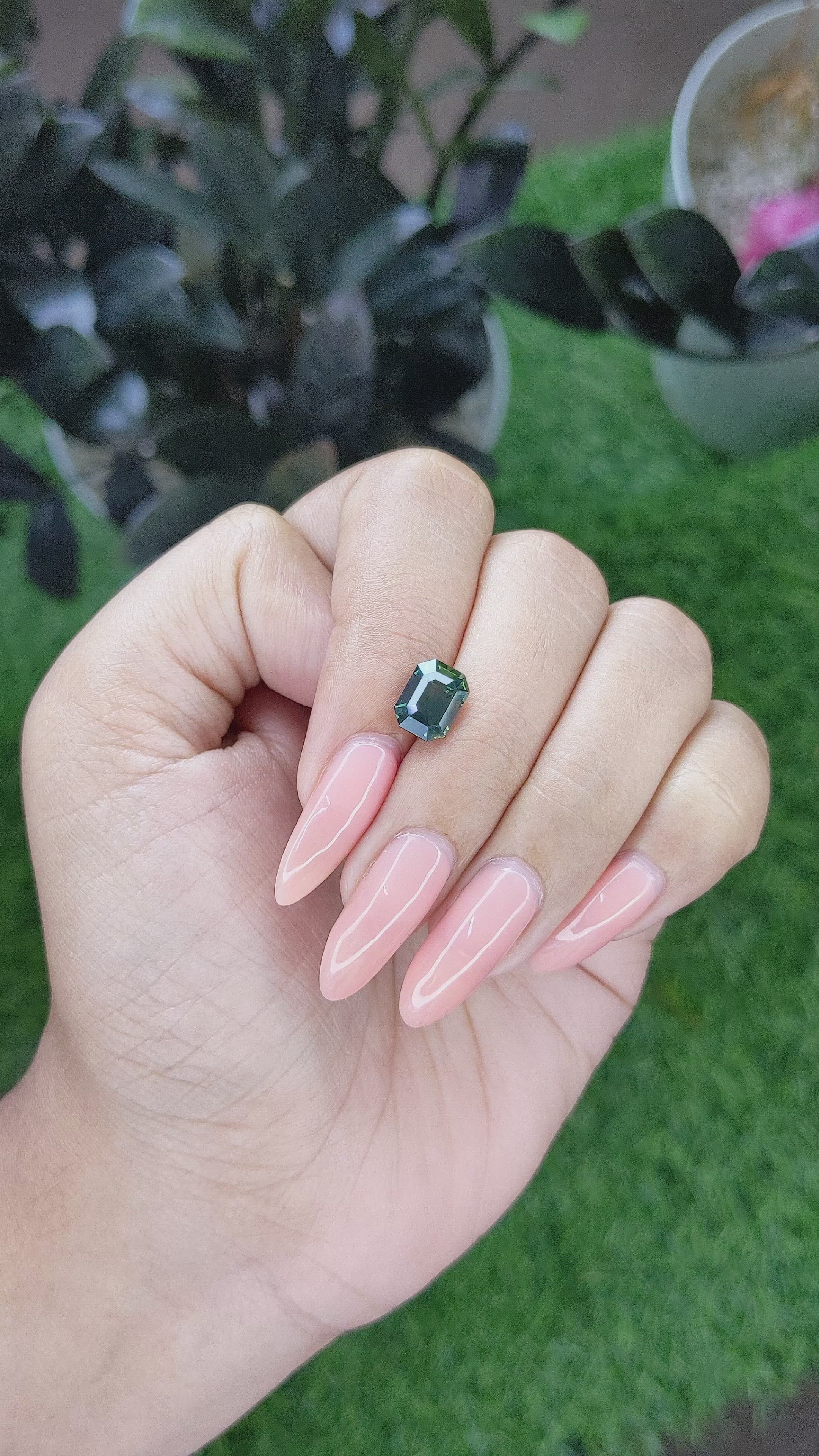 2.61 Ct. Bluish Green Sapphire from Tanzania Size Video