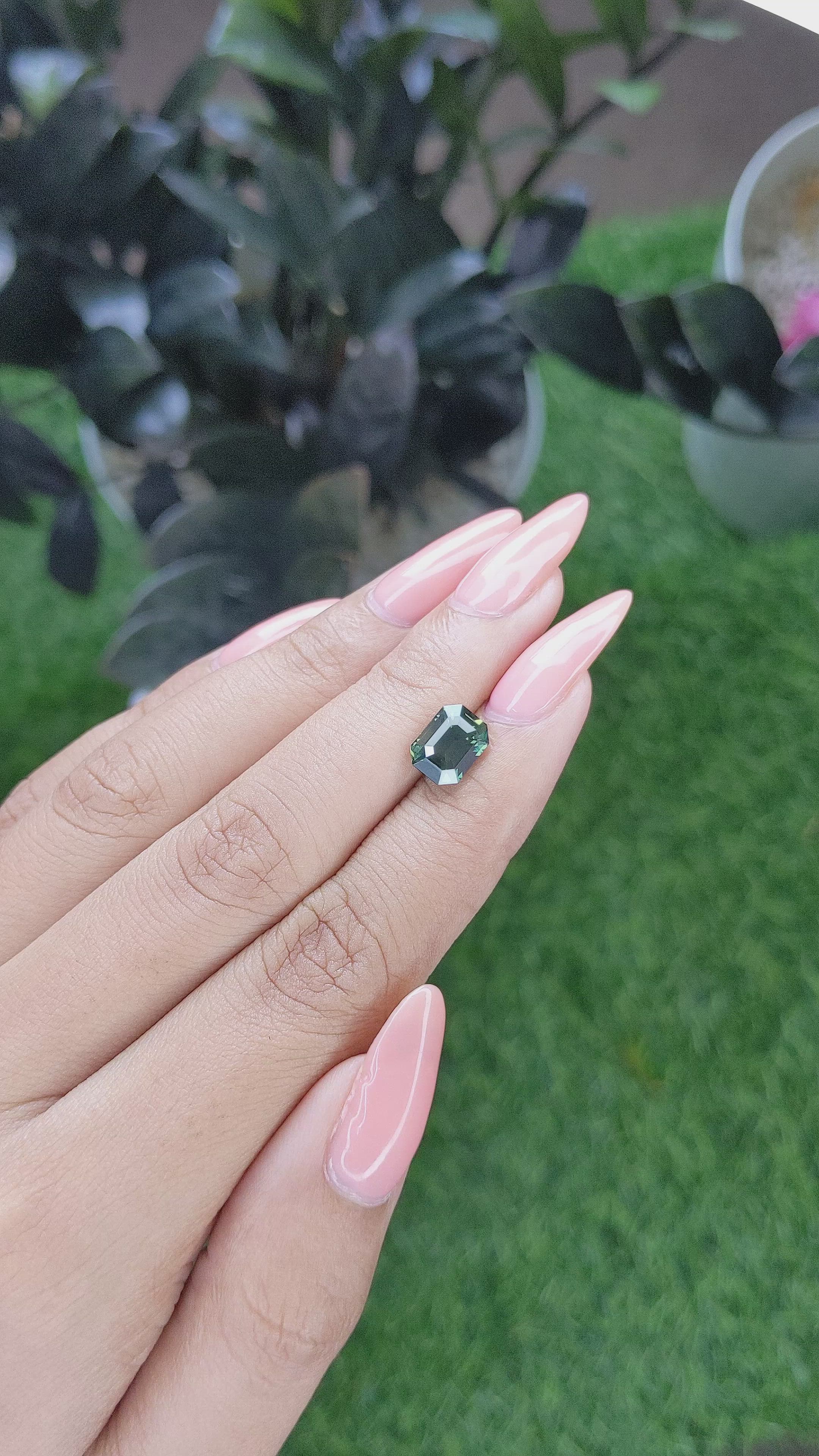 2.61 Ct. Bluish Green Sapphire from Tanzania Size Video