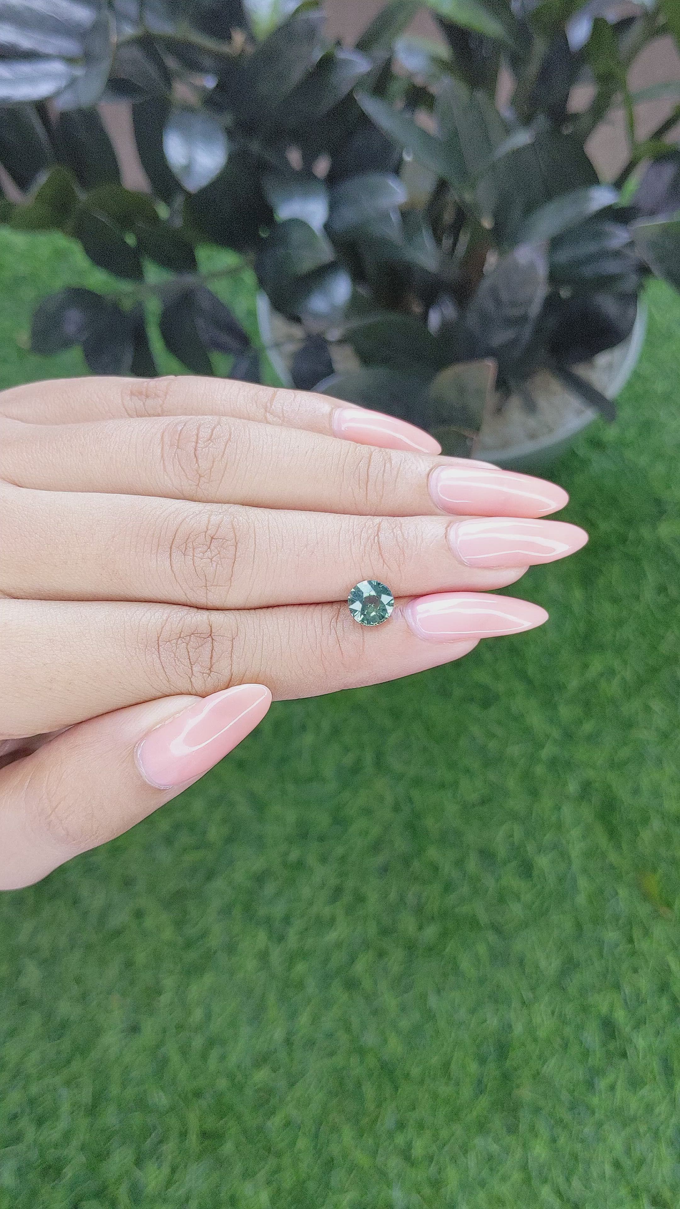 1.59 Ct. Greenish Blue Sapphire from Tanzania Size Video