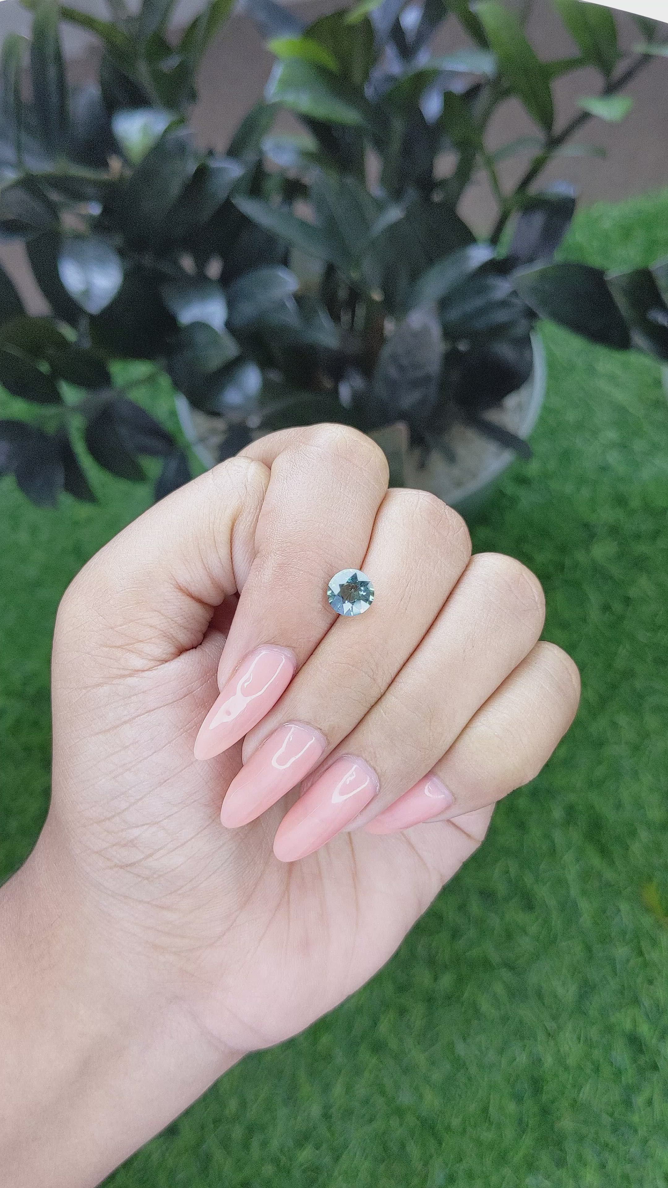 1.59 Ct. Greenish Blue Sapphire from Tanzania Size Video