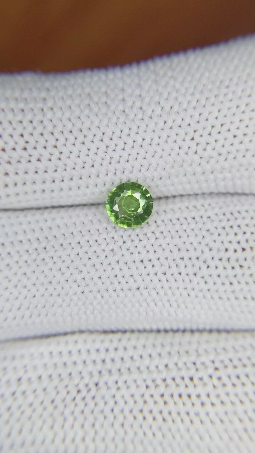 0.62 Ct. Yellowish Green Sapphire from Madagascar Size Video