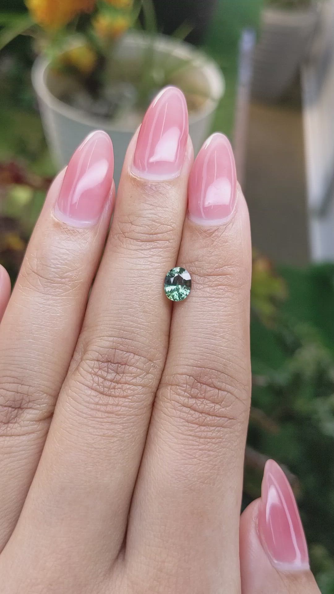 0.71 Ct. Bluish Green Sapphire from Madagascar Size Video