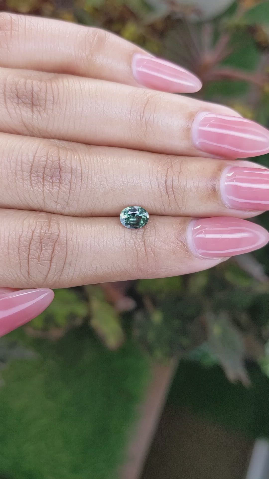 0.71 Ct. Bluish Green Sapphire from Madagascar Size Video