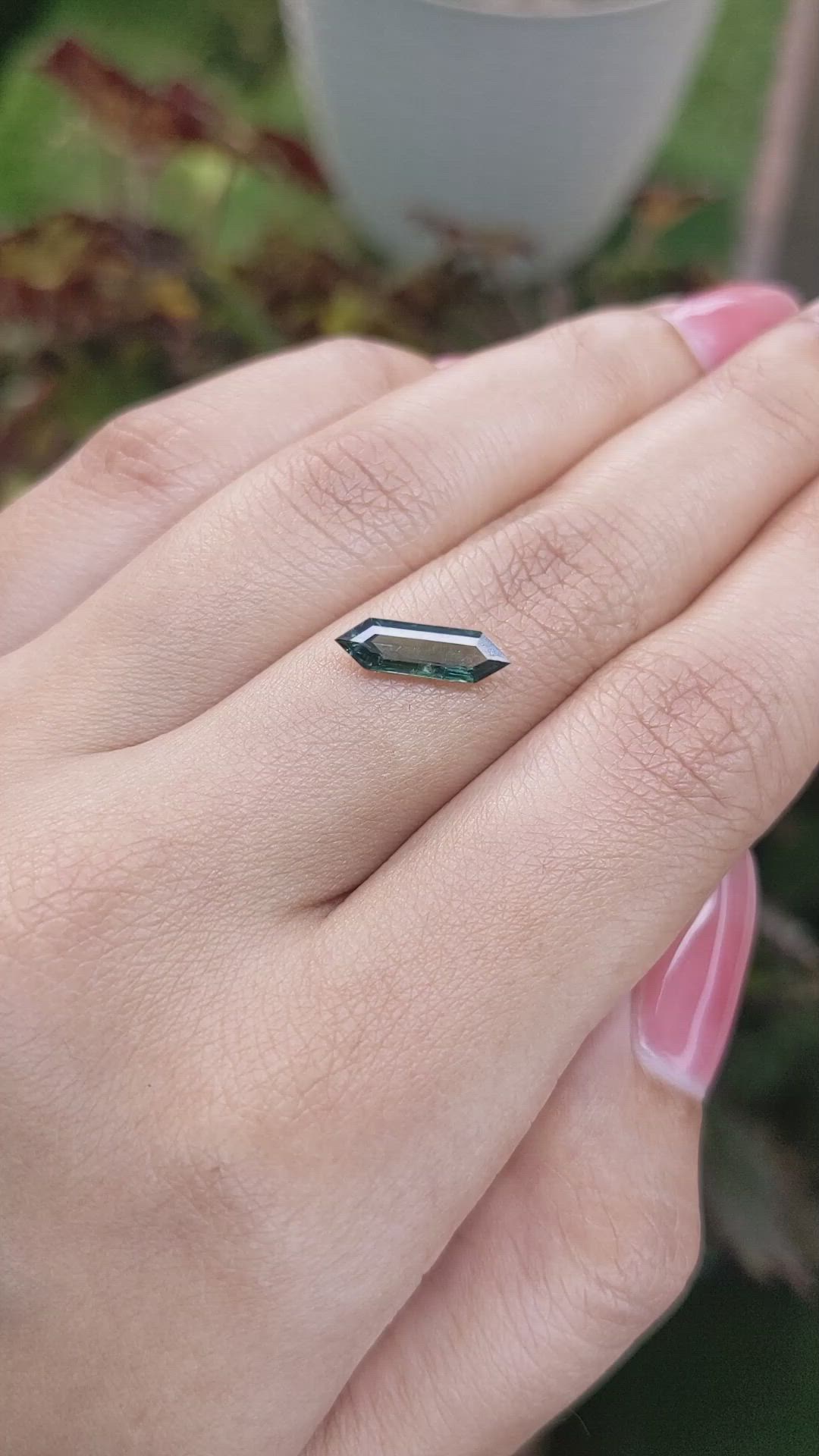 1.12 Ct. Bluish Green Sapphire from Madagascar Size Video