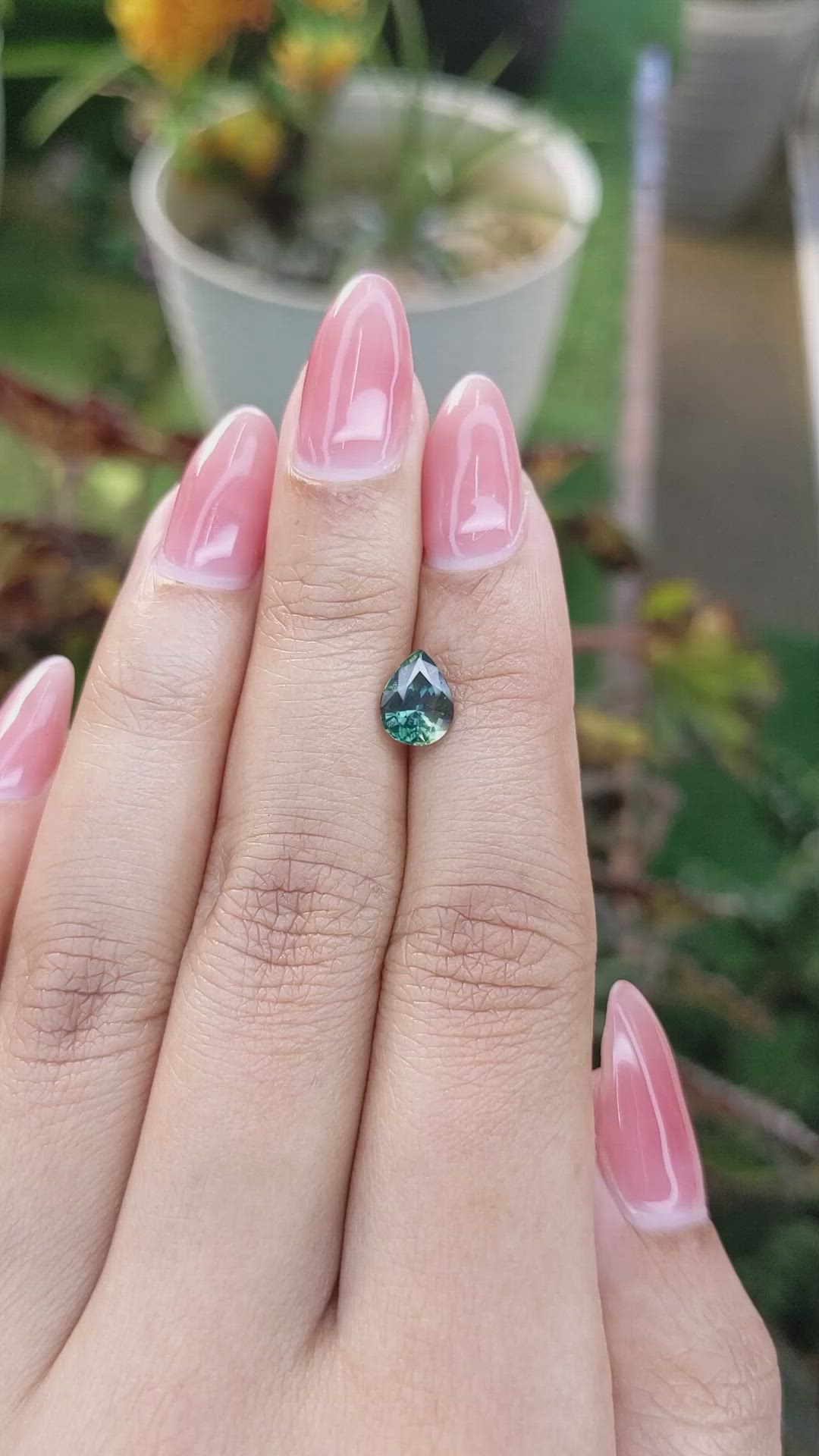 1.38 Ct. Bluish Green Sapphire from Madagascar Size Video