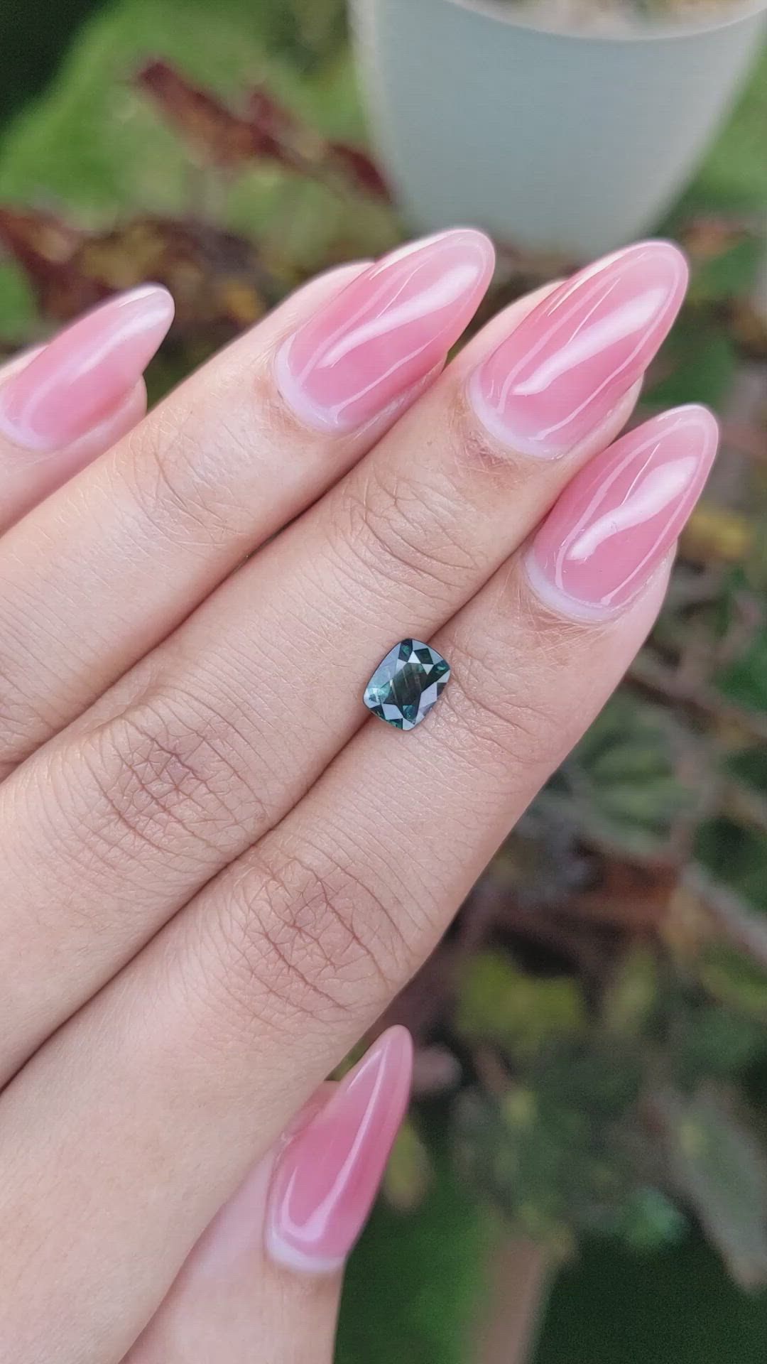 1.07 Ct. Bluish Green Sapphire from Madagascar Size Video