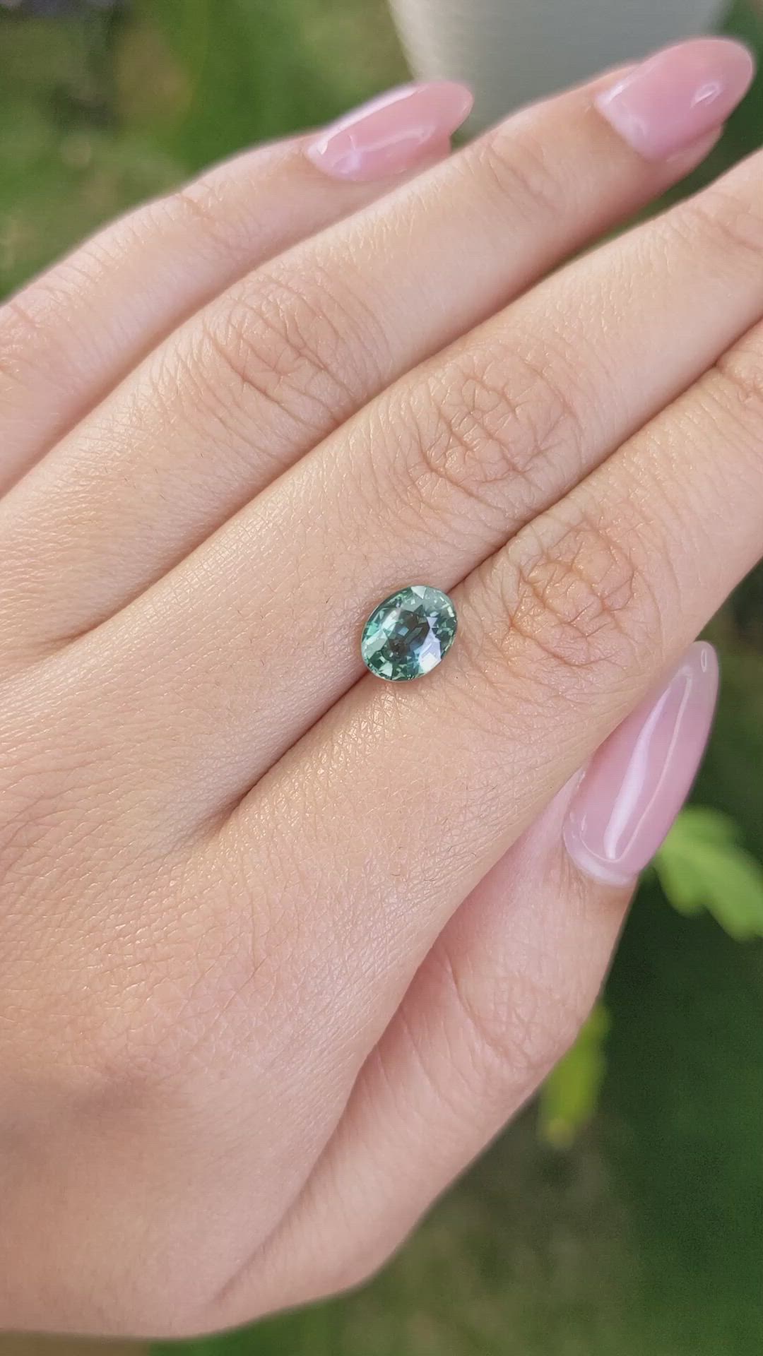 1.63 Ct. Bluish Green Sapphire from Madagascar Size Video