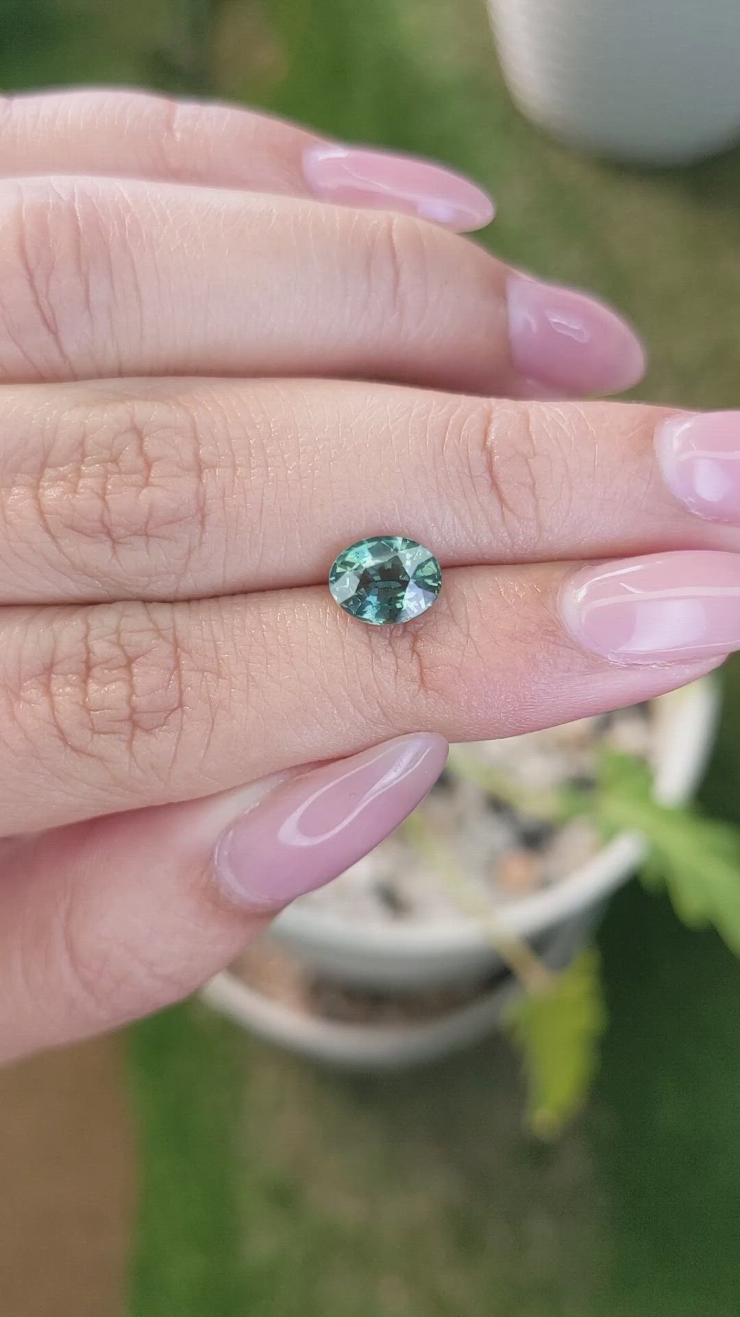 1.63 Ct. Bluish Green Sapphire from Madagascar Size Video