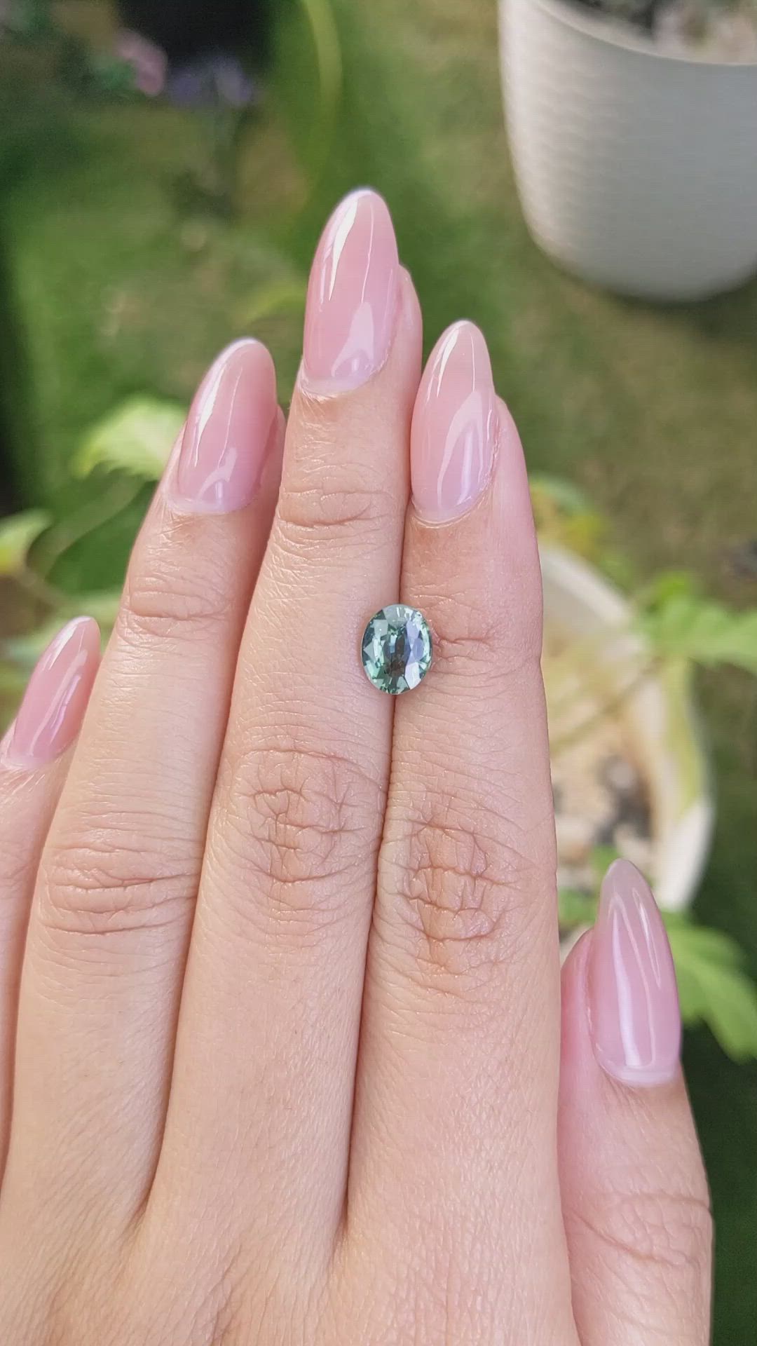 1.63 Ct. Bluish Green Sapphire from Madagascar Size Video