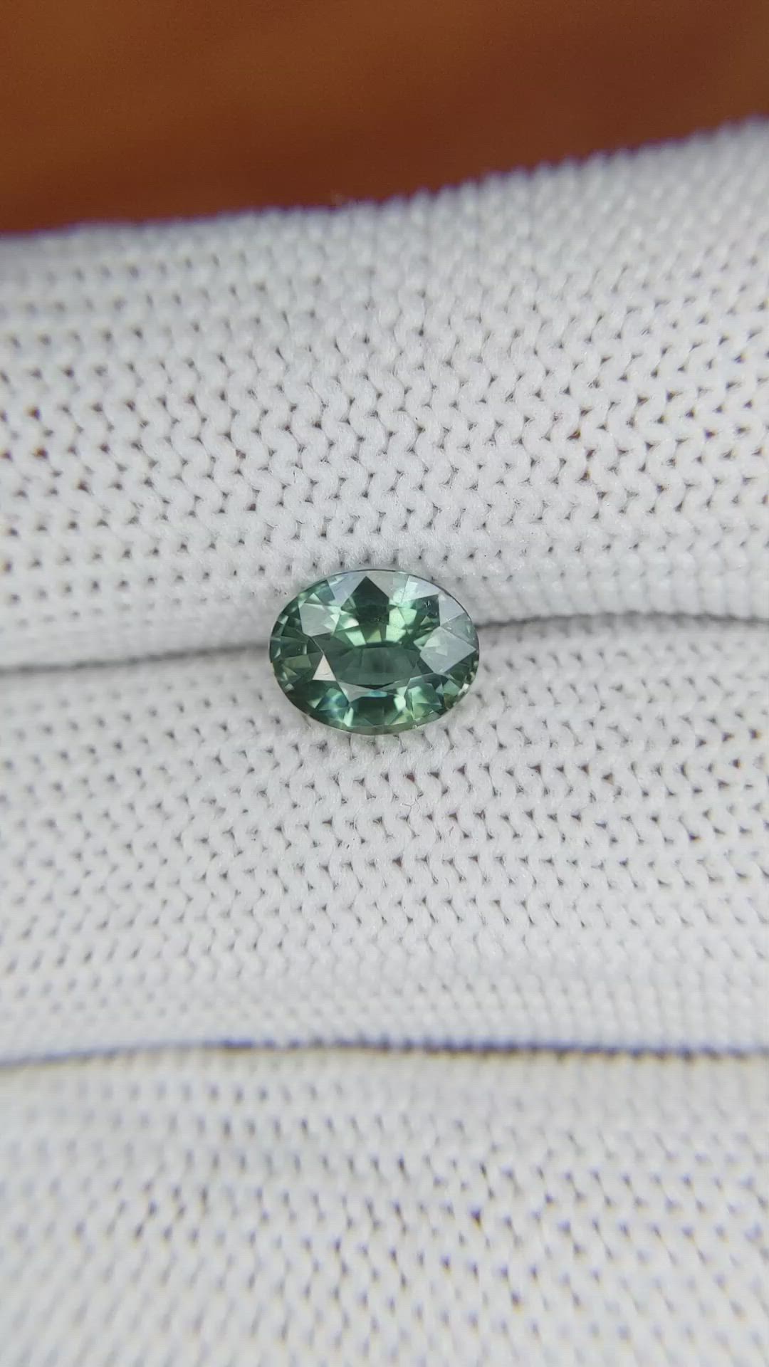 1.63 Ct. Bluish Green Sapphire from Madagascar Size Video