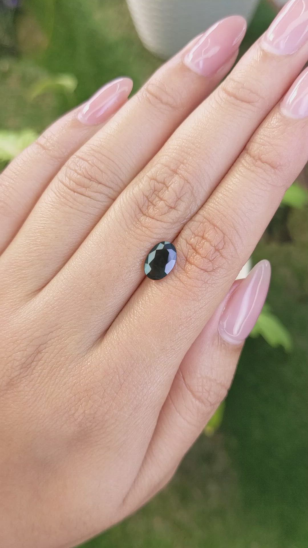1.58 Ct. Bluish Green Sapphire from Madagascar Size Video