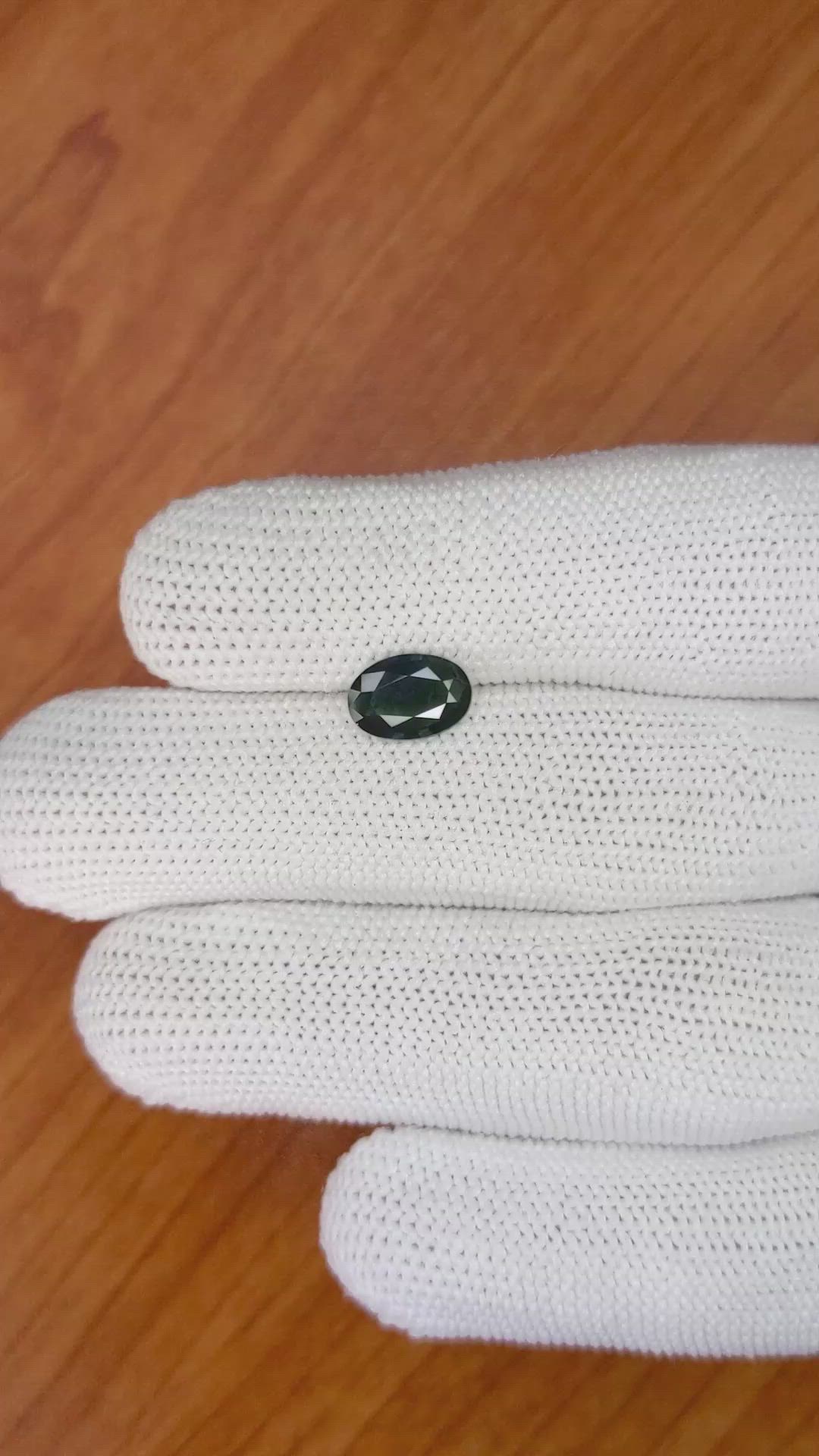 1.58 Ct. Bluish Green Sapphire from Madagascar Size Video