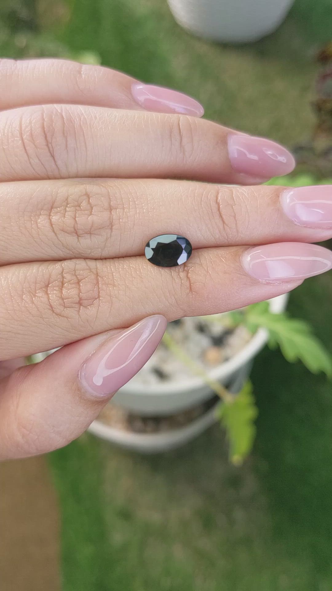 1.58 Ct. Bluish Green Sapphire from Madagascar Size Video