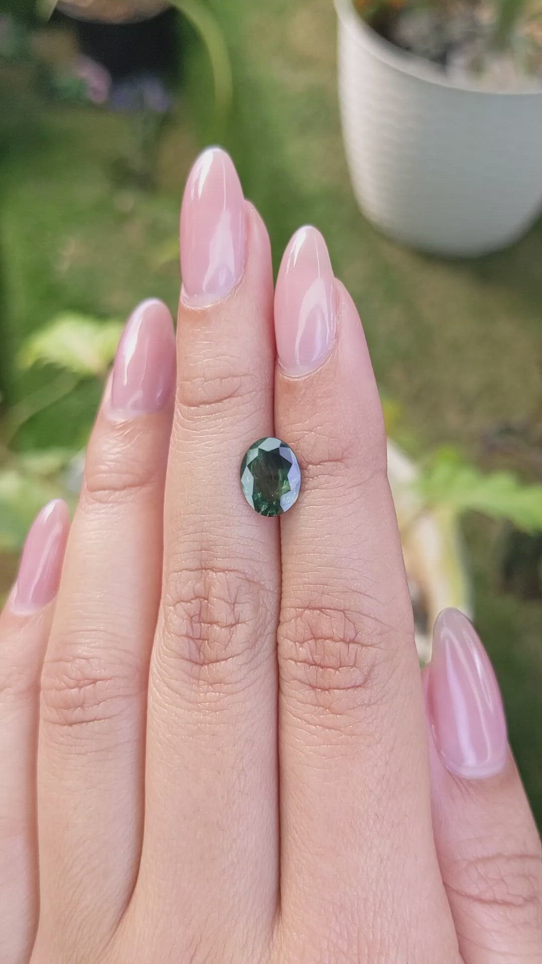 2.14 Ct. Bluish Green Sapphire from Madagascar Size Video
