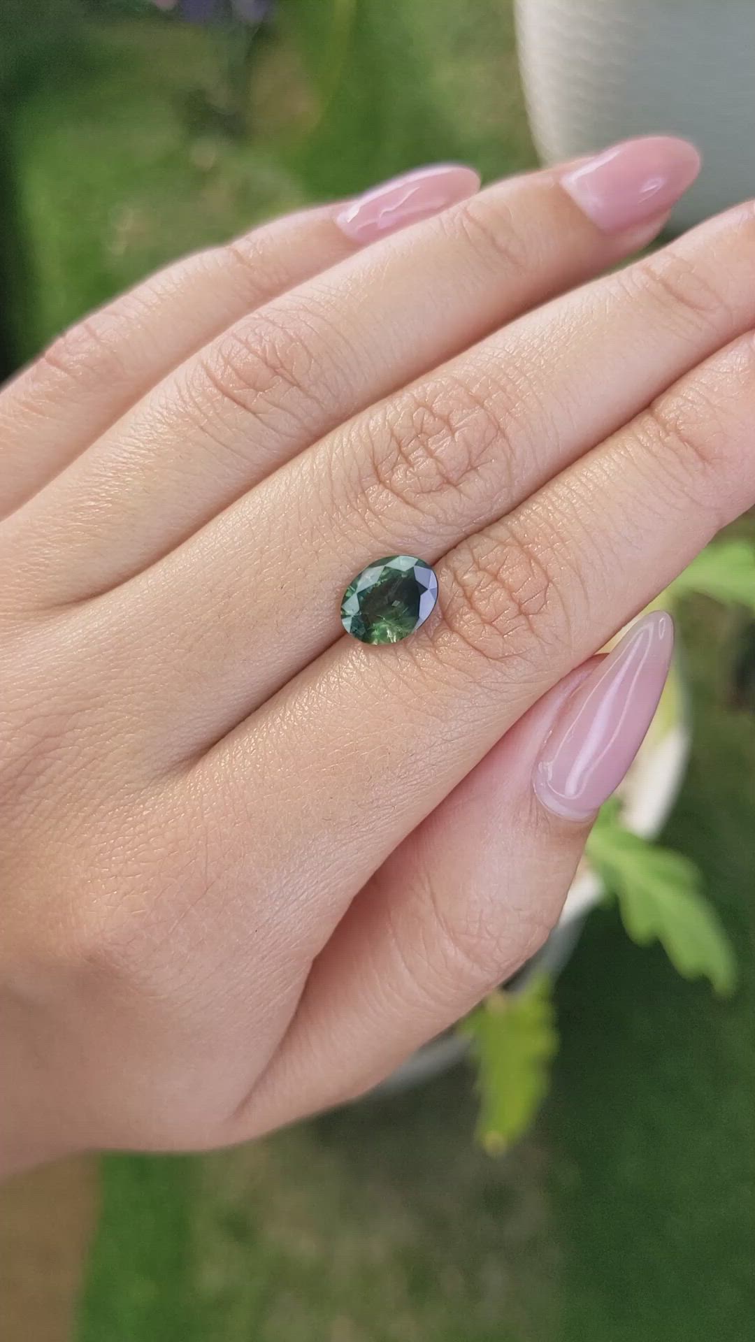 2.14 Ct. Bluish Green Sapphire from Madagascar Size Video