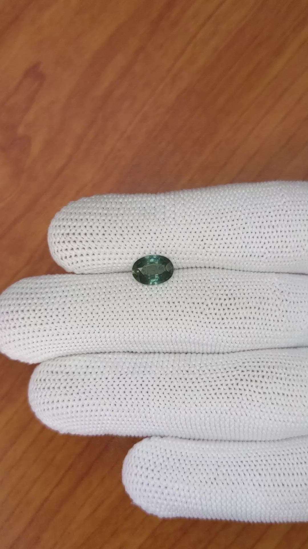 1.41 Ct. Bluish Green Sapphire from Madagascar Size Video