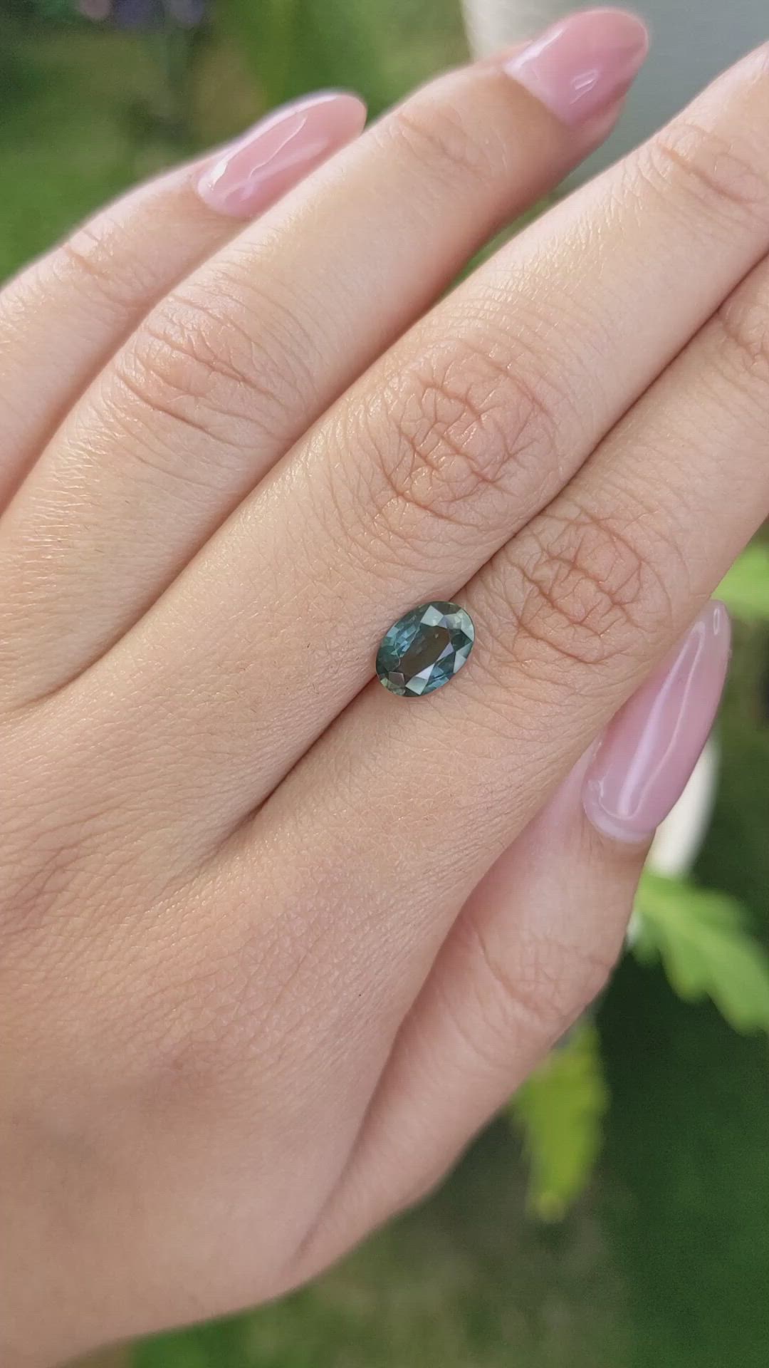 1.41 Ct. Bluish Green Sapphire from Madagascar Size Video