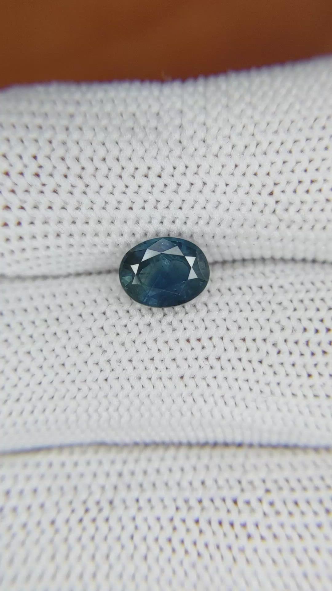 1.76 Ct. Greenish Blue Sapphire from Madagascar Size Video