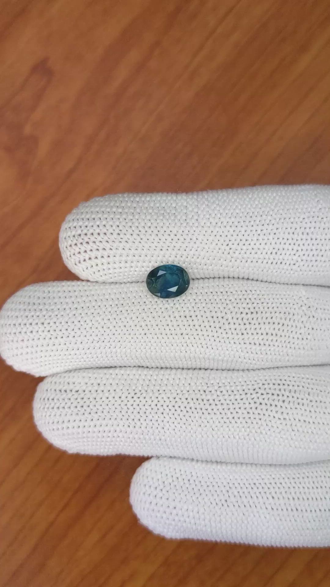 1.76 Ct. Greenish Blue Sapphire from Madagascar Size Video