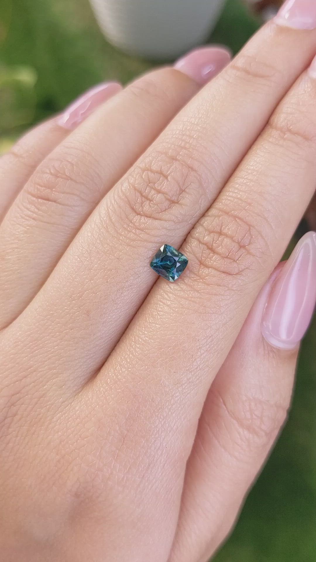 0.91 Ct. Greenish Blue Sapphire from Madagascar Size Video