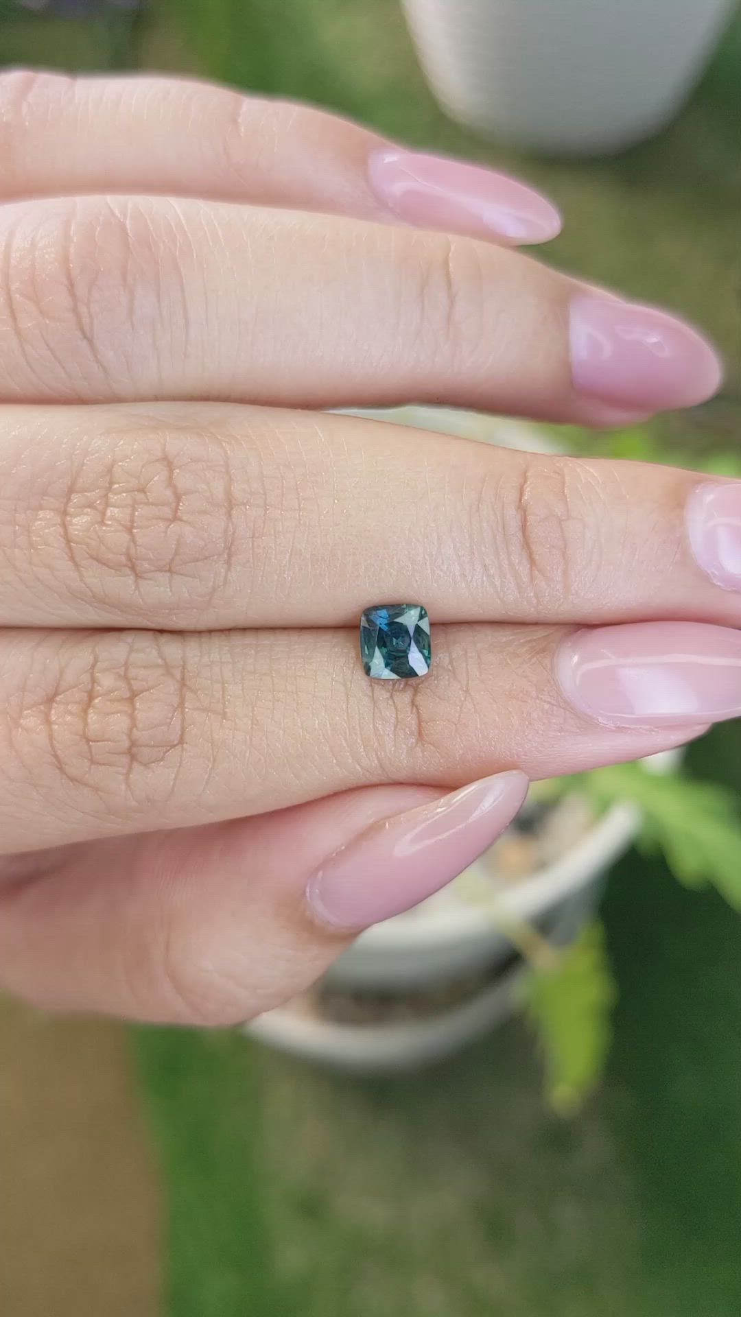 0.91 Ct. Greenish Blue Sapphire from Madagascar Size Video