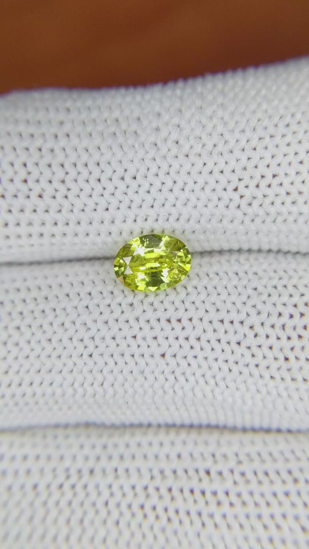 1.10 Ct. Greenish Yellow Sapphire from Madagascar Size Video
