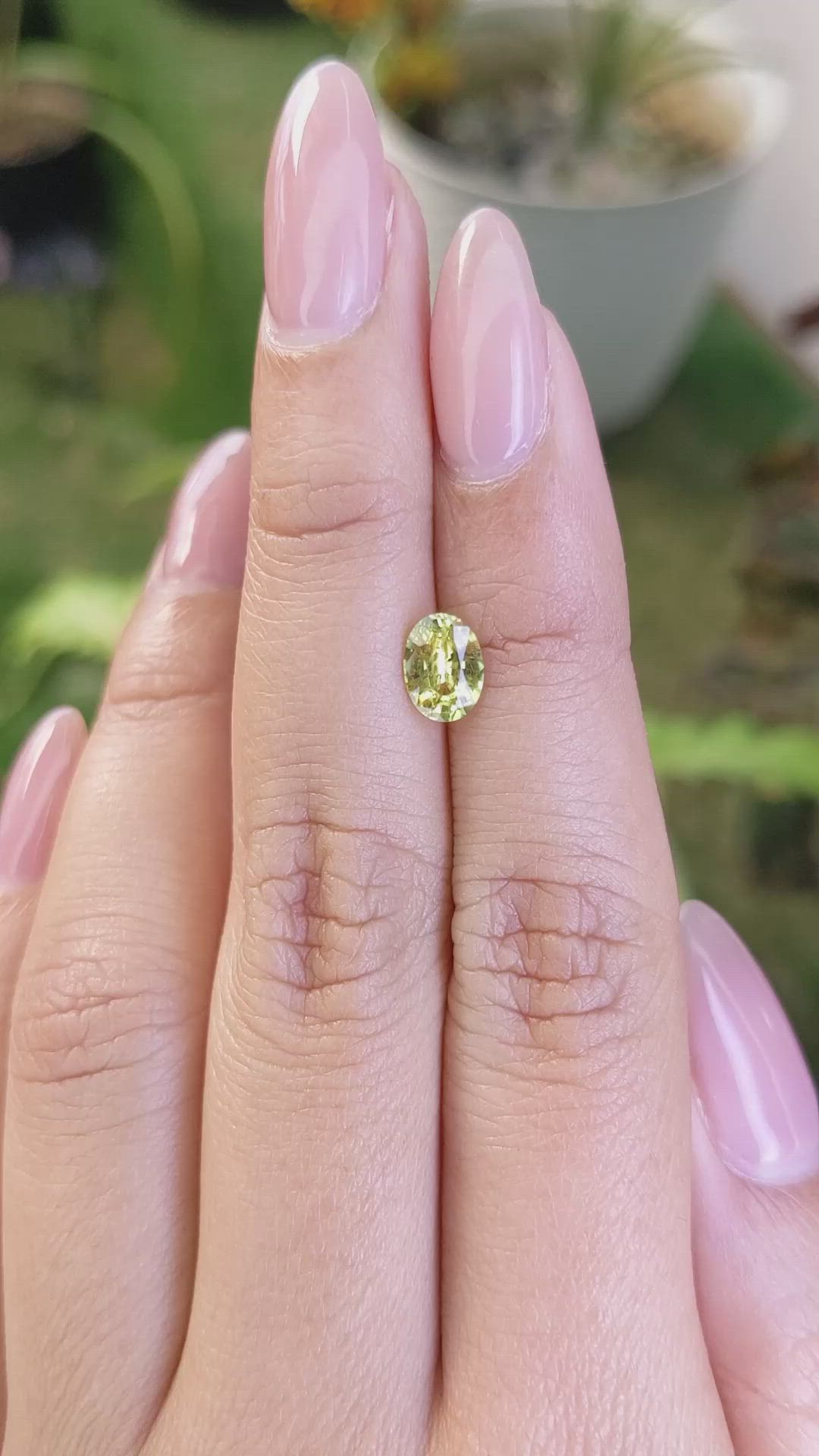 1.10 Ct. Greenish Yellow Sapphire from Madagascar Size Video