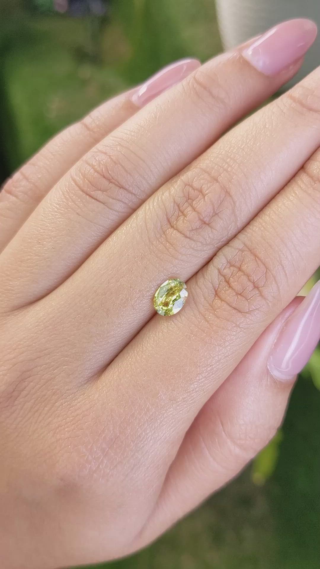 1.10 Ct. Greenish Yellow Sapphire from Madagascar Size Video