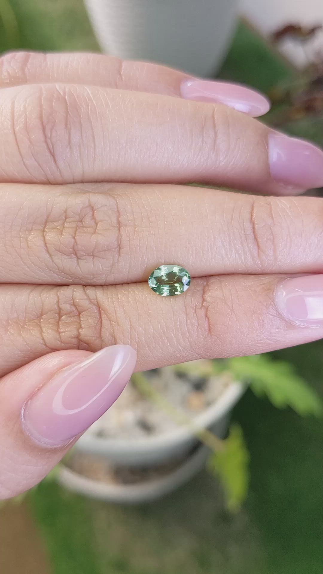 0.72 Ct. Bluish Green Sapphire from Madagascar Size Video