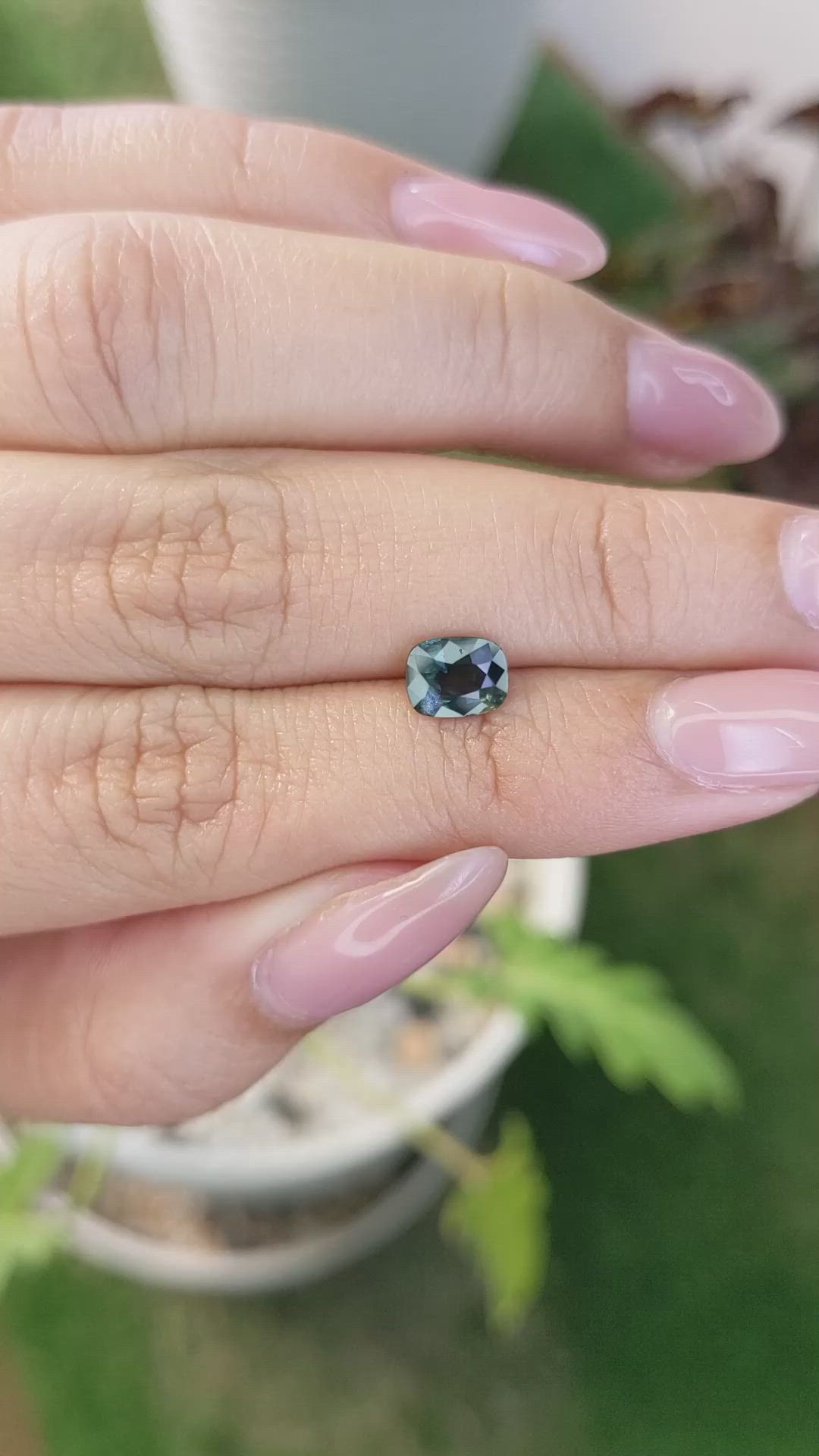 1.03 Ct. Bluish Green Sapphire from Madagascar Size Video