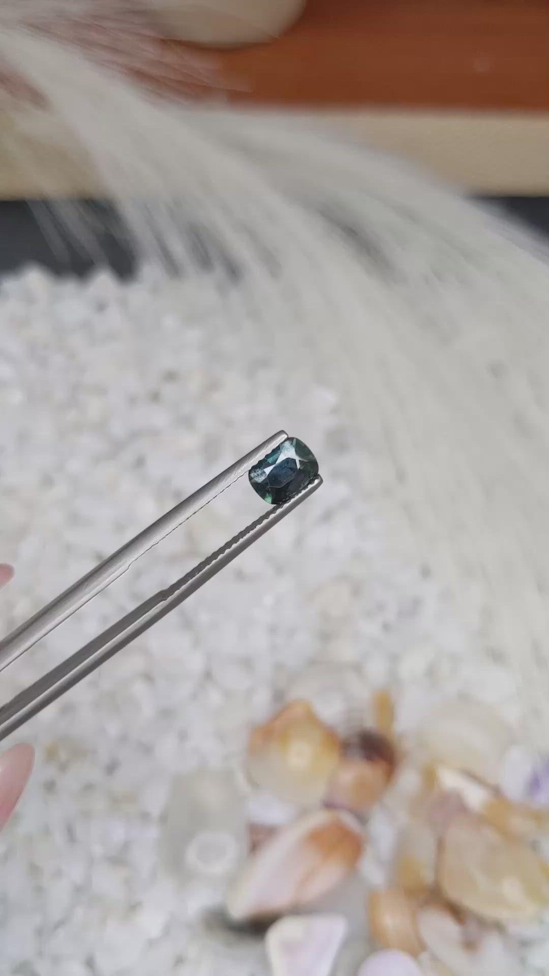 1.03 Ct. Bluish Green Sapphire from Madagascar Size Video