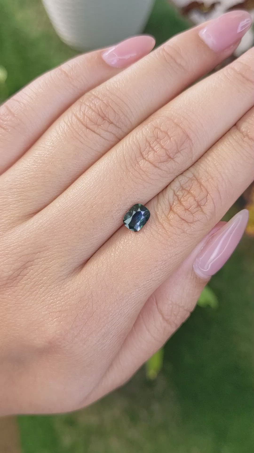 1.03 Ct. Bluish Green Sapphire from Madagascar Size Video