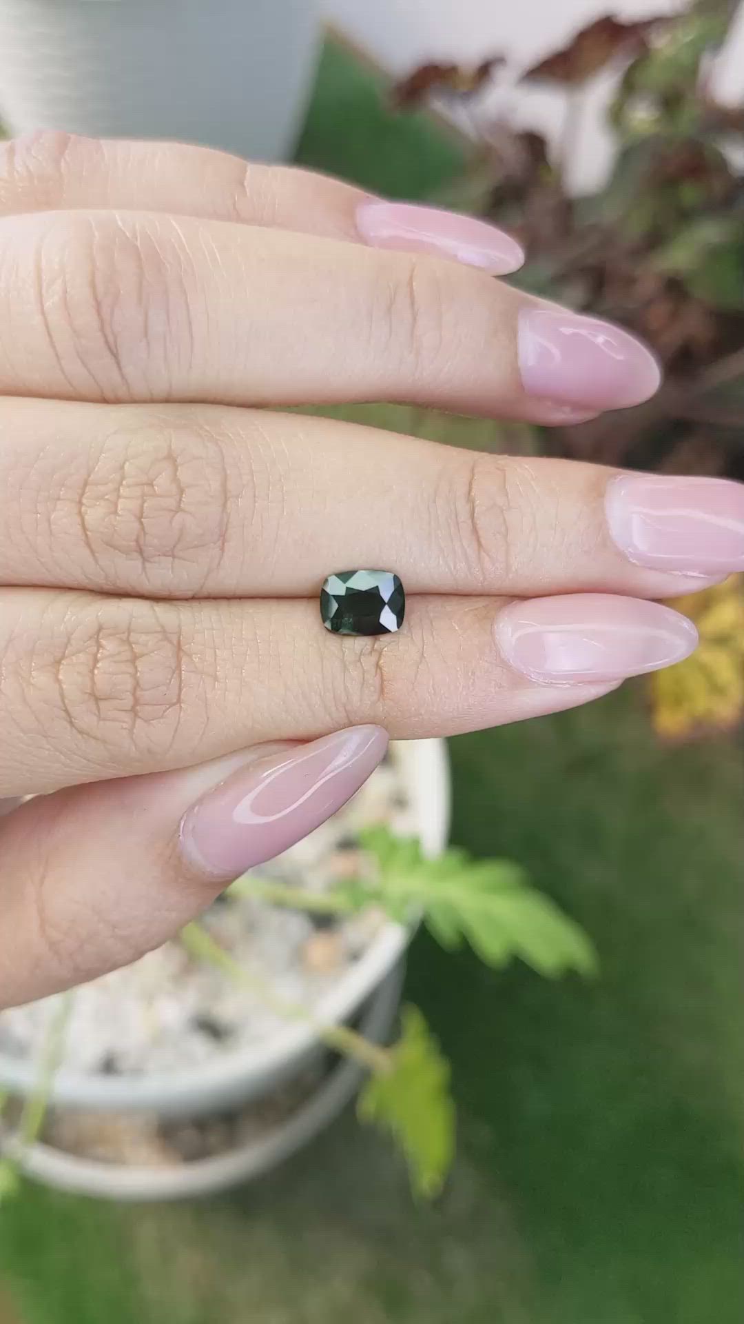 1.34 Ct. Bluish Green Sapphire from Madagascar Size Video